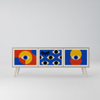 GEOMETRIC EYES 3-Door TV Stand in Grey Finish