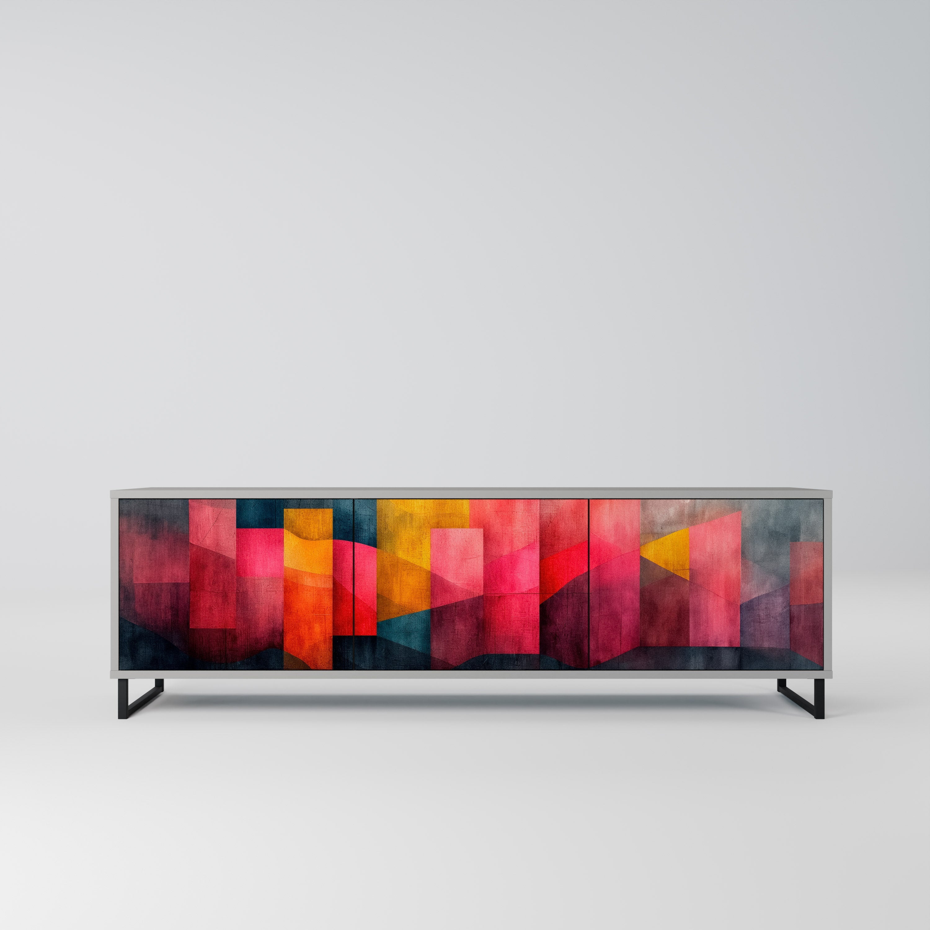 COLORFUL SOUNDS Móvel de TV com 3 Portas em Acabamento Cinzento