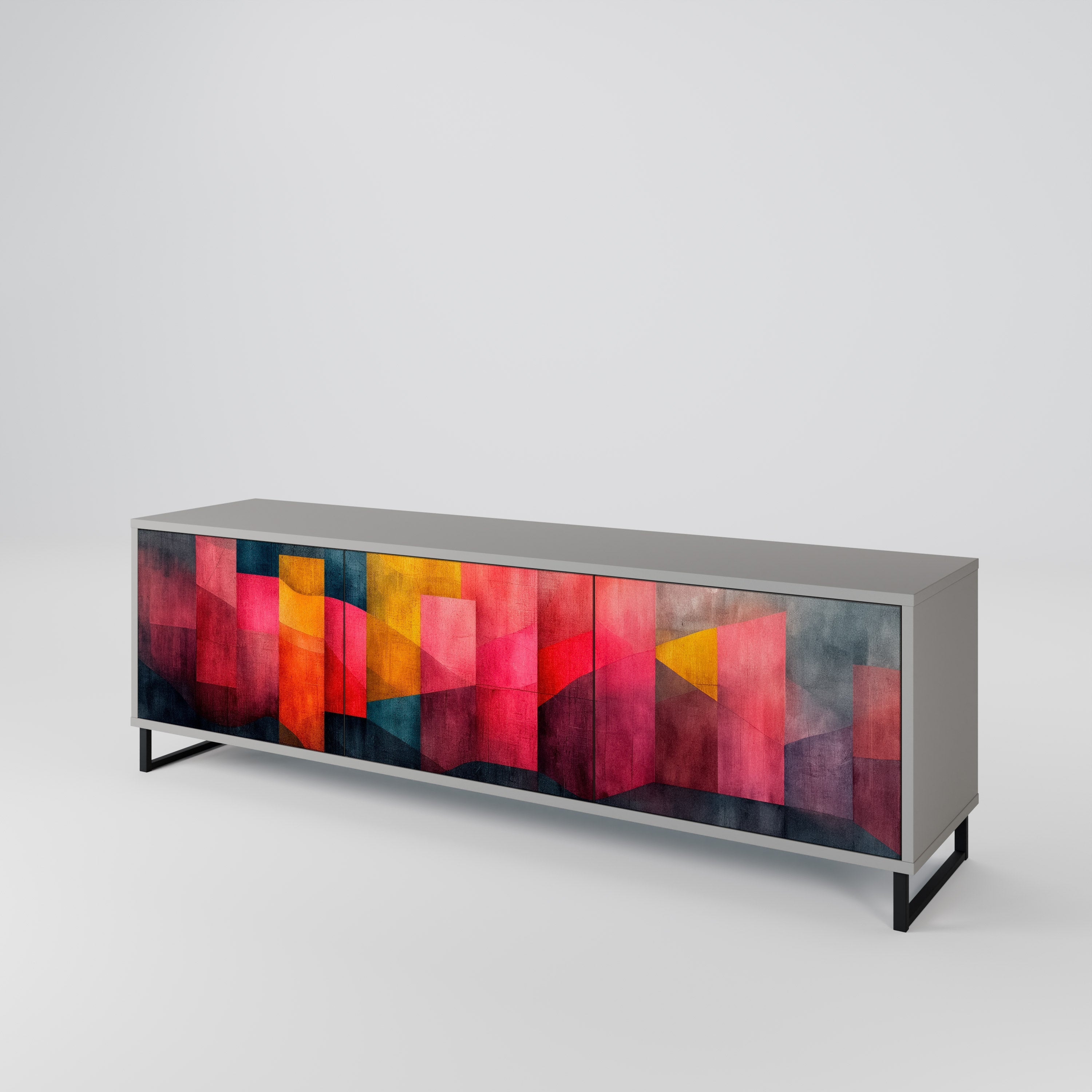 COLORFUL SOUNDS Móvel de TV com 3 Portas em Acabamento Cinzento