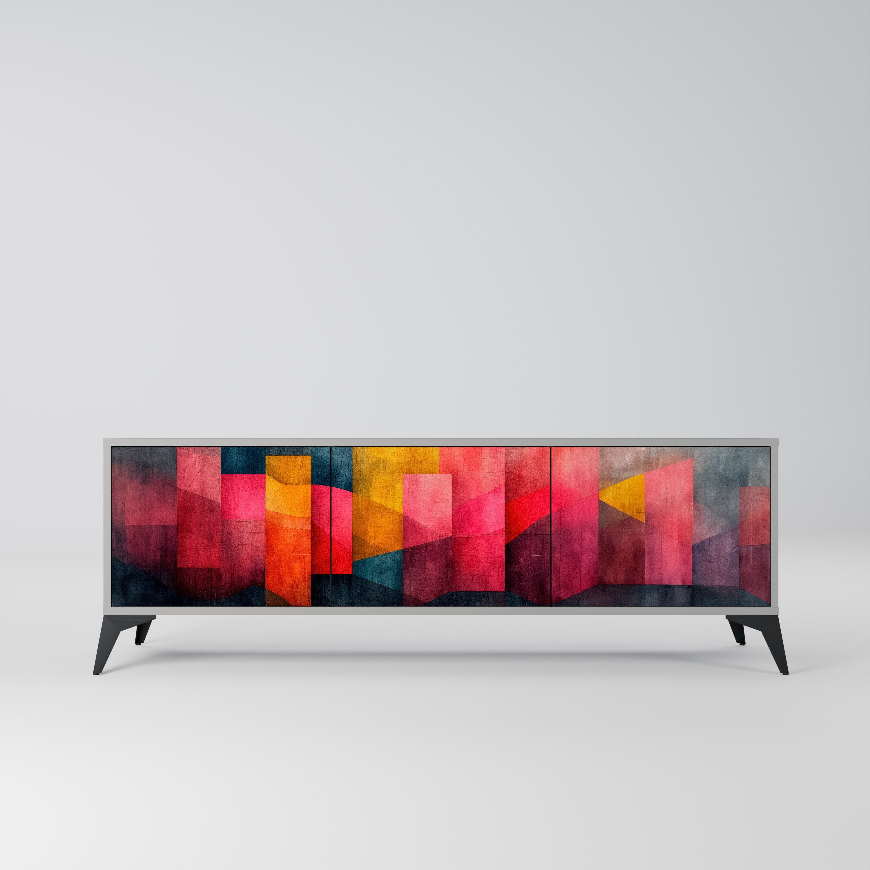 COLORFUL SOUNDS Móvel de TV com 3 Portas em Acabamento Cinzento