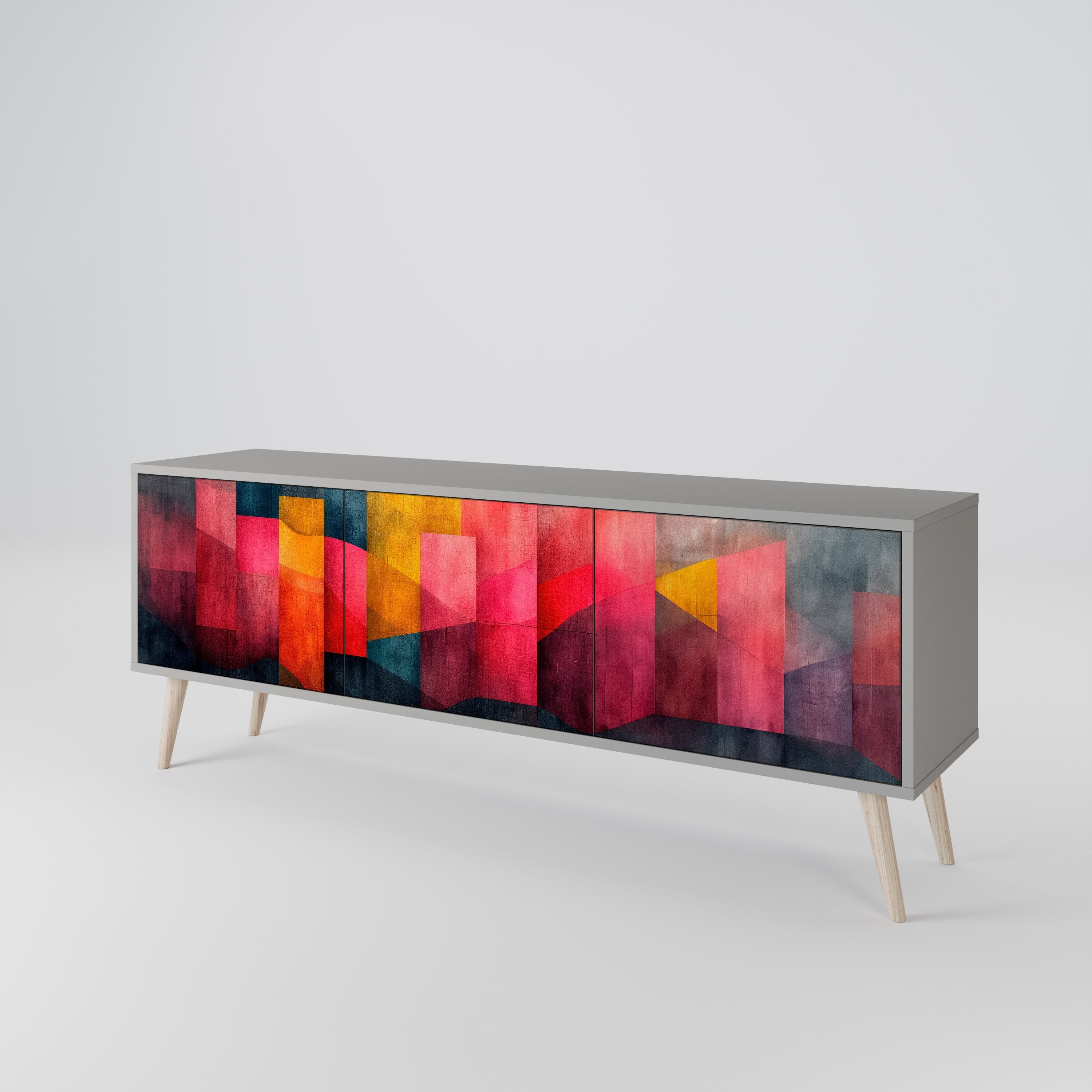 COLORFUL SOUNDS Móvel de TV com 3 Portas em Acabamento Cinzento