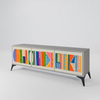 GEOMETRIC SHINE 3-Door TV Stand in Grey Finish