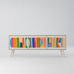 GEOMETRIC SHINE 3-Door TV Stand in Grey Finish