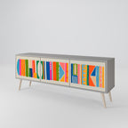 GEOMETRIC SHINE 3-Door TV Stand in Grey Finish