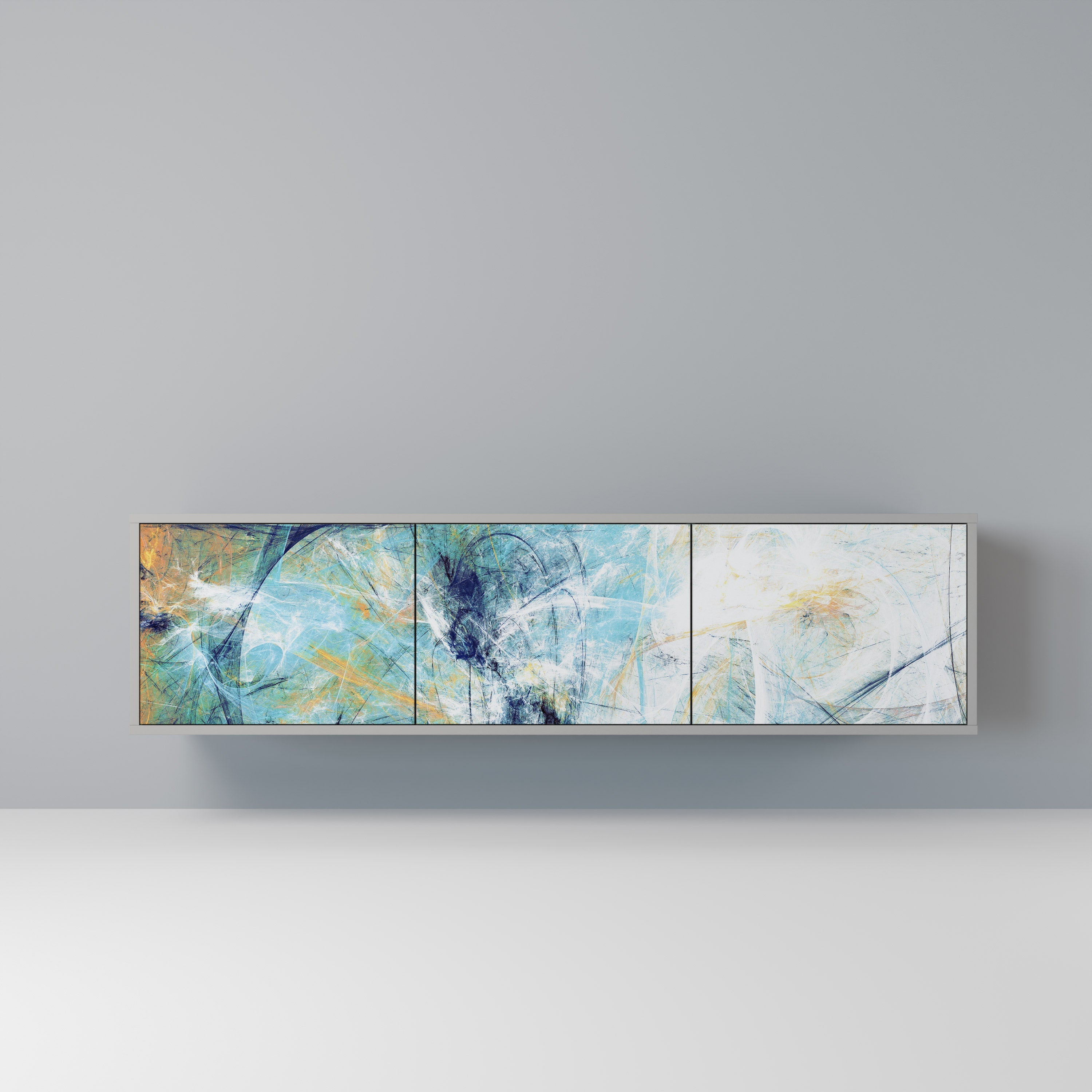 ABSTRACT THOUGHTS Móvel de TV com 3 Portas em Acabamento Cinzento