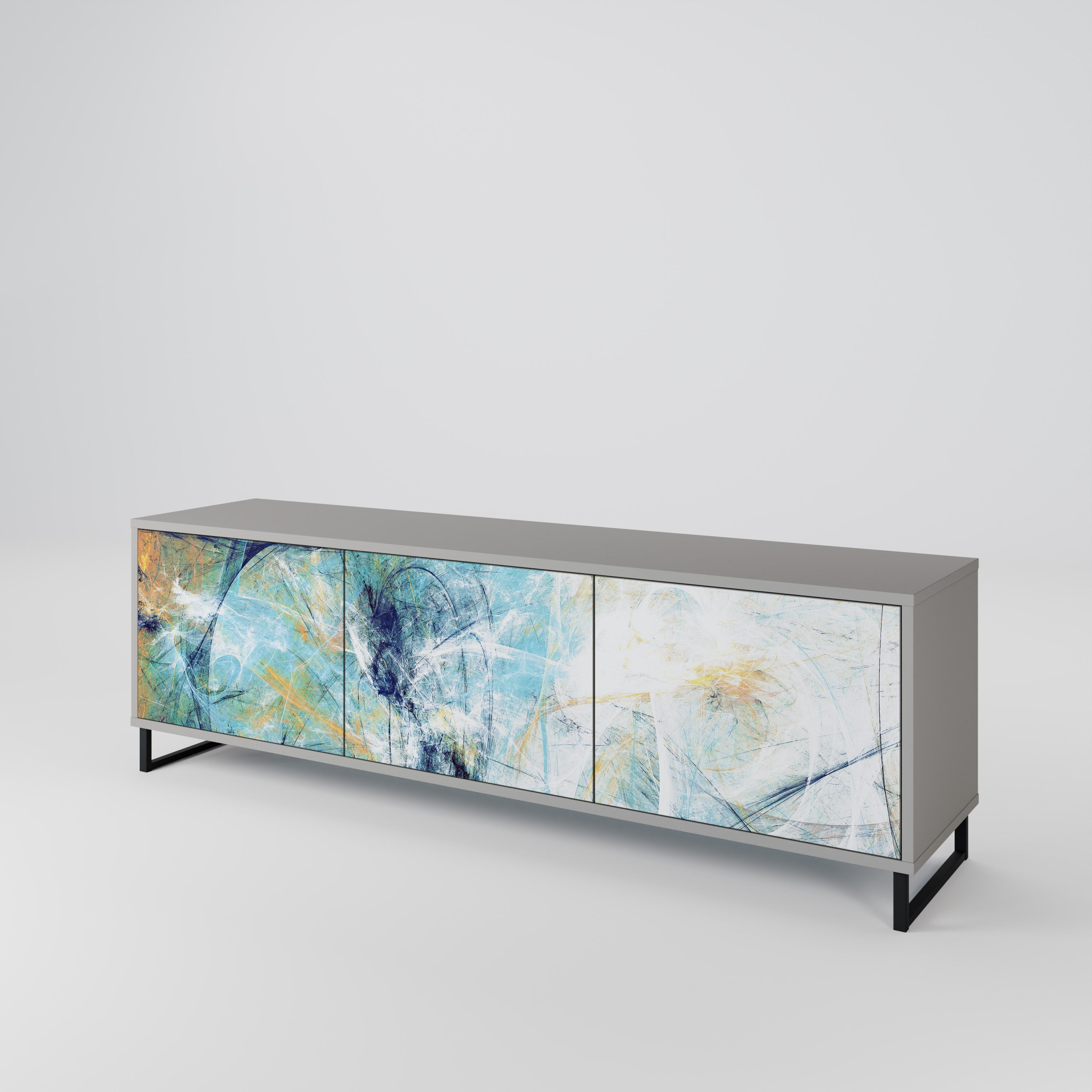 ABSTRACT THOUGHTS Móvel de TV com 3 Portas em Acabamento Cinzento