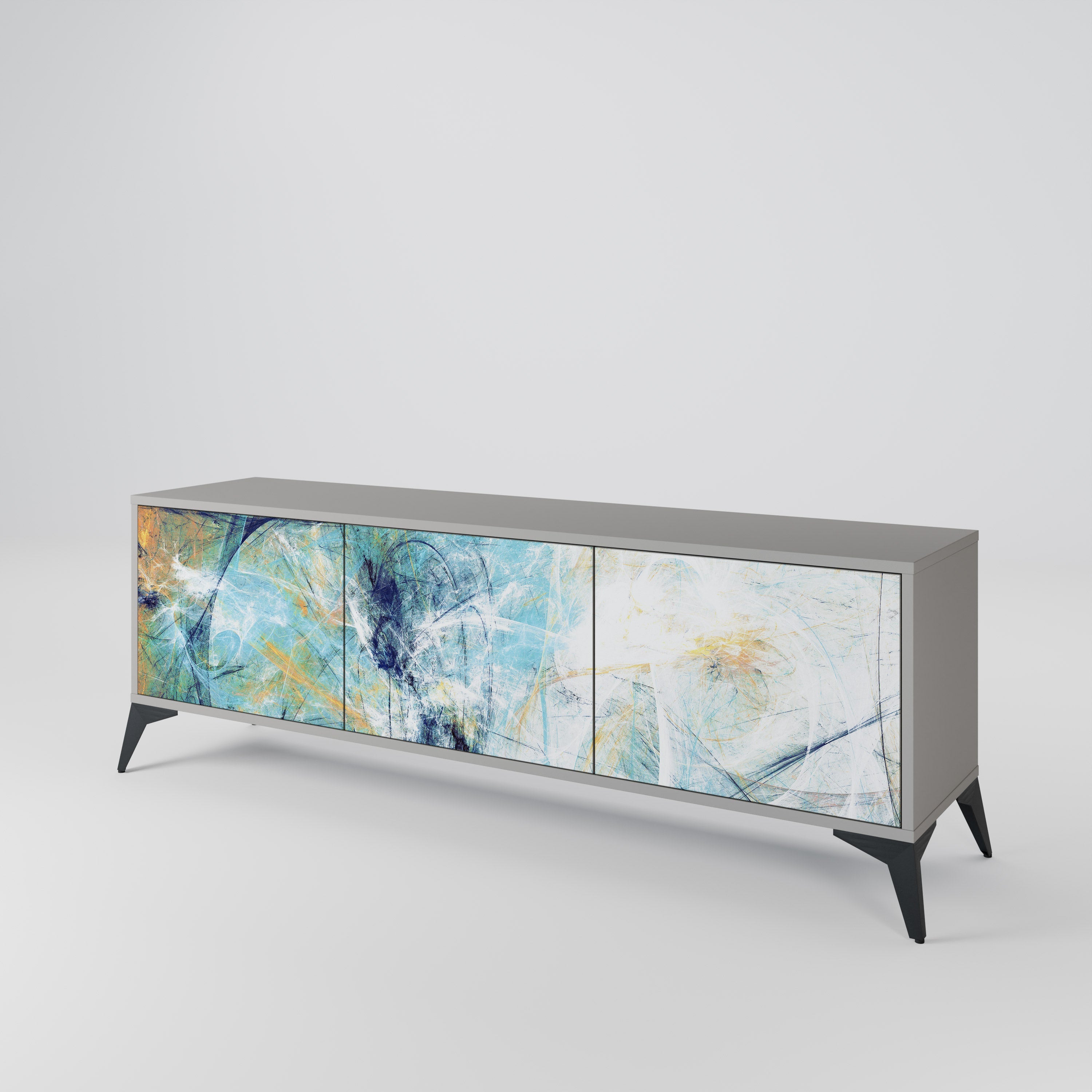 ABSTRACT THOUGHTS Móvel de TV com 3 Portas em Acabamento Cinzento