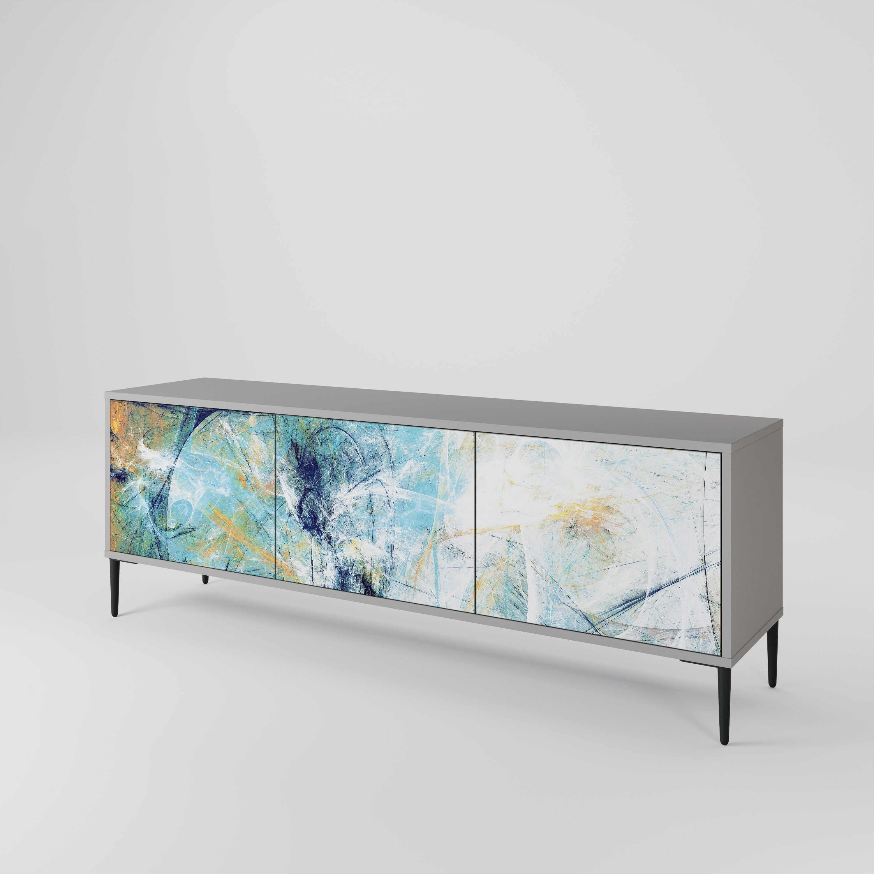 ABSTRACT THOUGHTS Móvel de TV com 3 Portas em Acabamento Cinzento