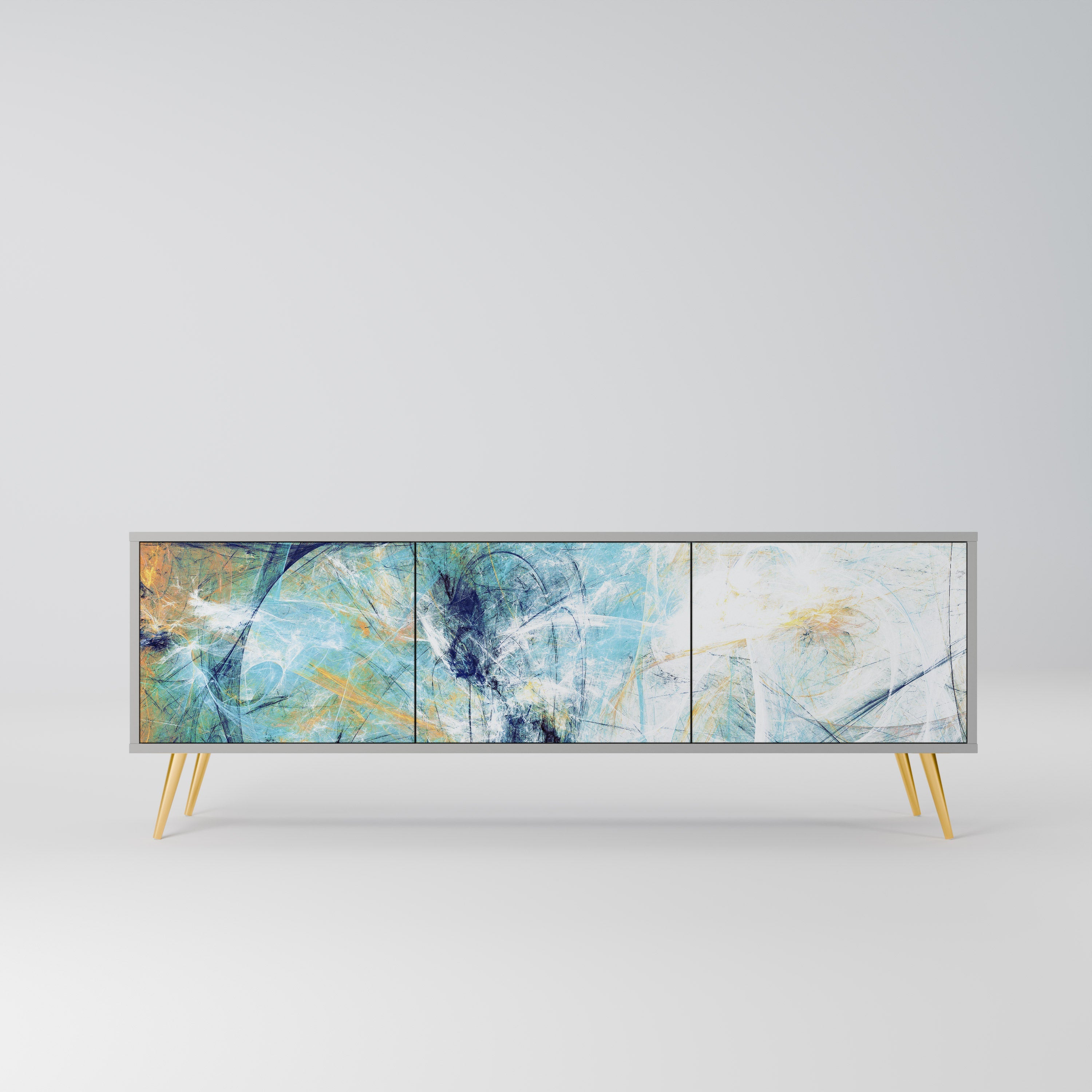 ABSTRACT THOUGHTS Móvel de TV com 3 Portas em Acabamento Cinzento