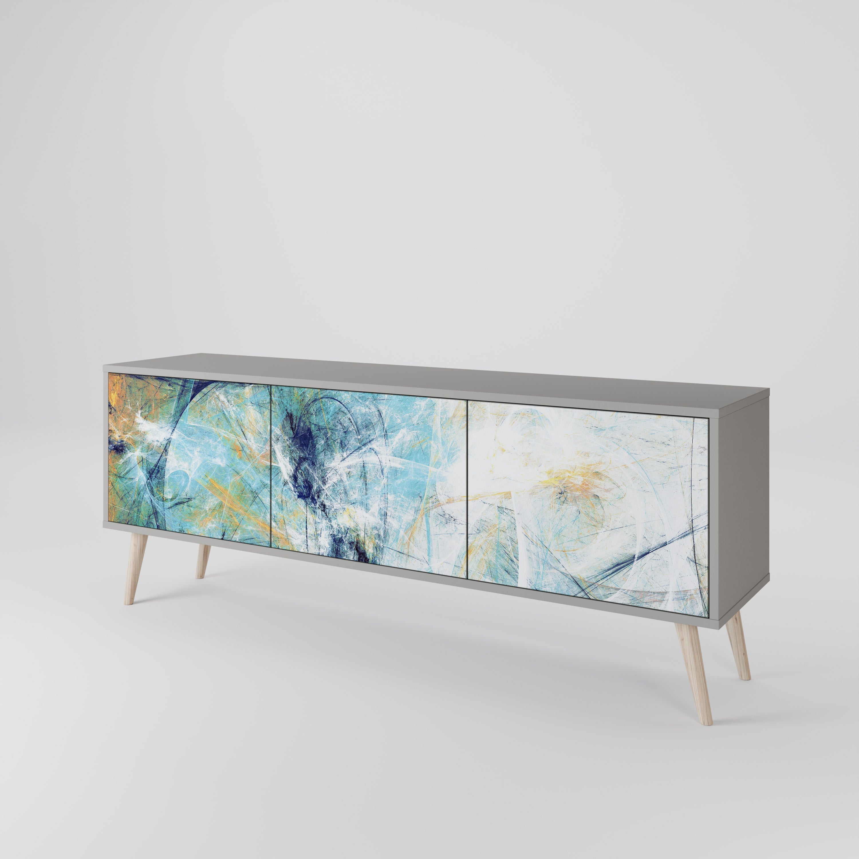 ABSTRACT THOUGHTS Móvel de TV com 3 Portas em Acabamento Cinzento