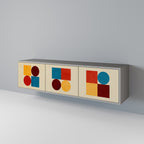 GEOMETRIC PUZZLE Móvel de TV com 3 Portas em Acabamento Cinzento