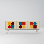 GEOMETRIC PUZZLE Móvel de TV com 3 Portas em Acabamento Cinzento