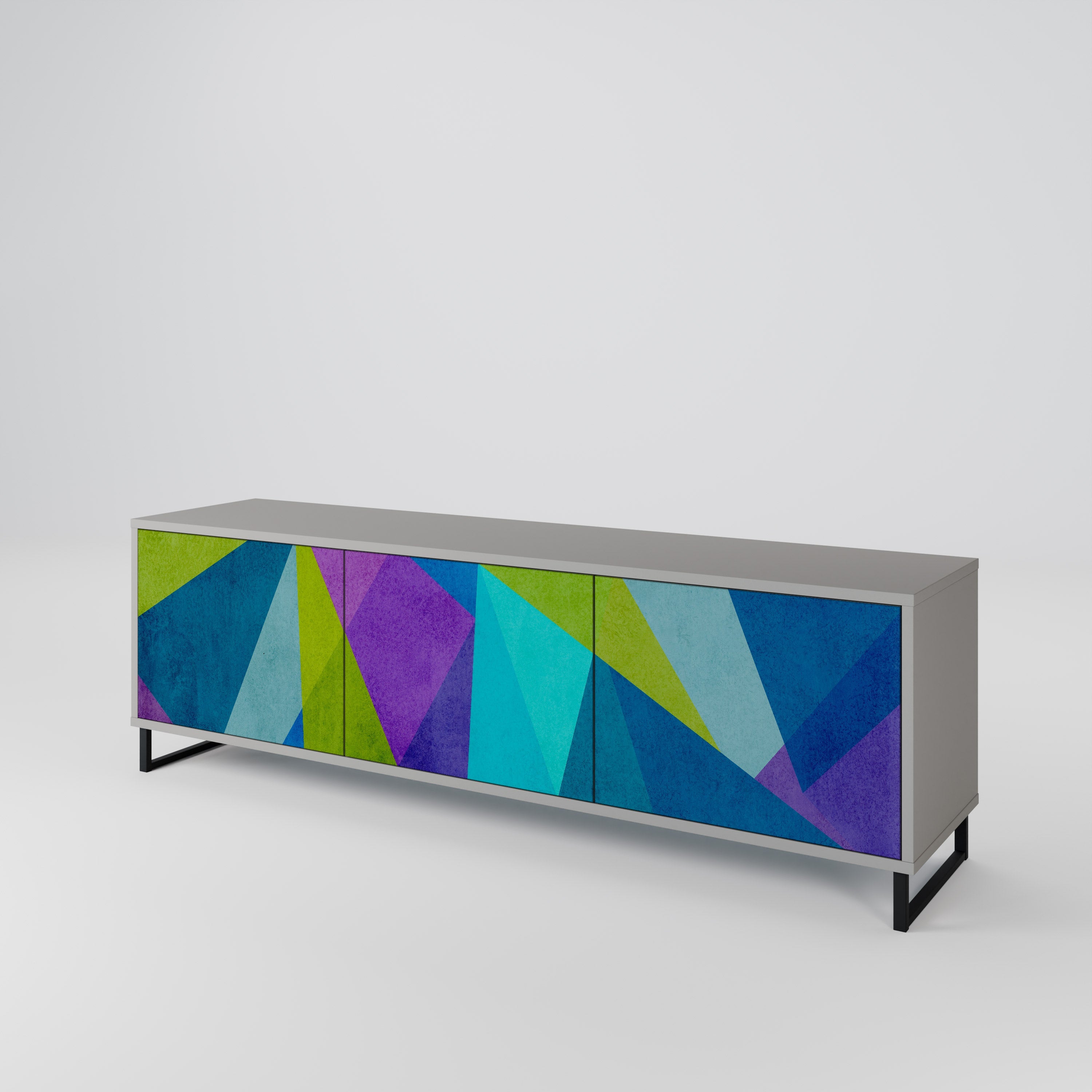 COLD SHOWCASE Móvel de TV com 3 Portas em Acabamento Cinzento