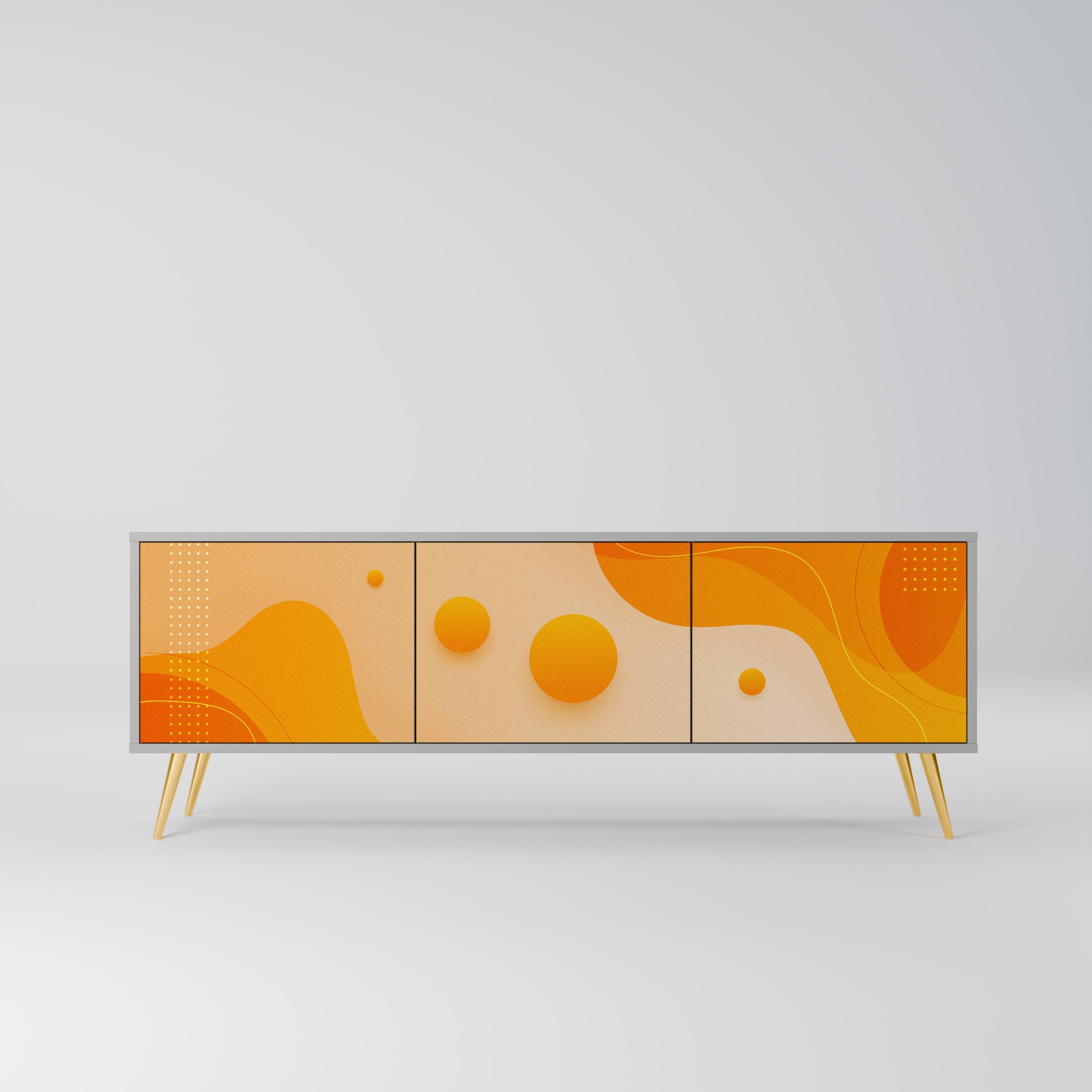 ORANGE ARRANGEMENT Móvel de TV com 3 Portas em Acabamento Cinzento