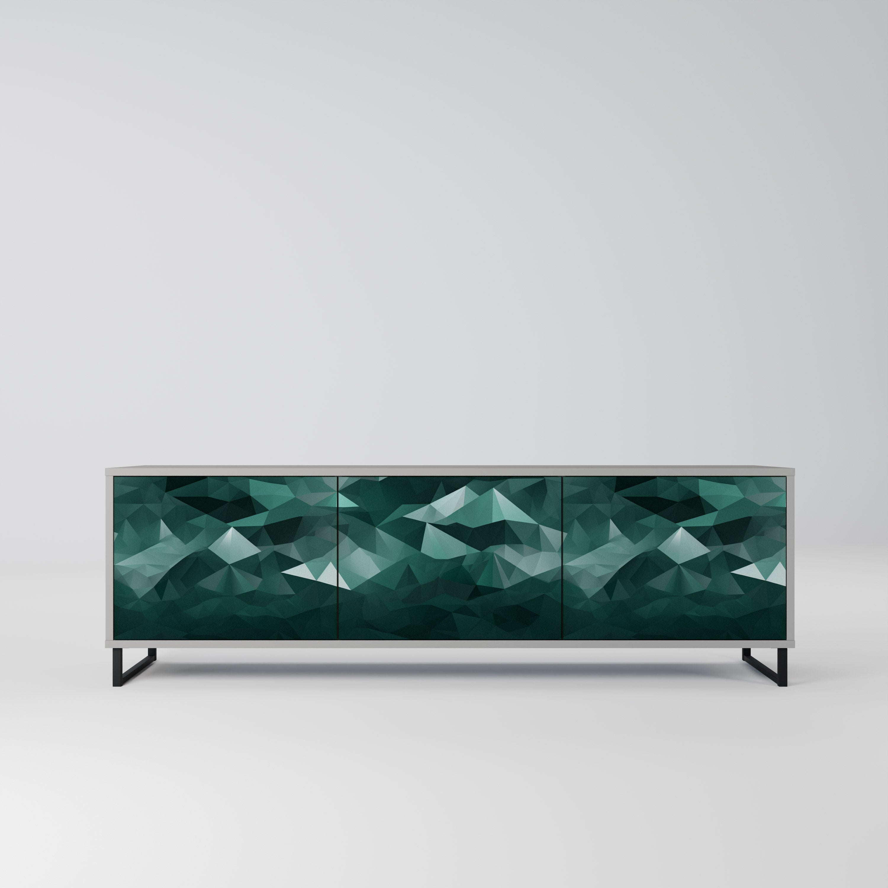 POLYGONAL FLOATING Móvel de TV com 3 Portas em Acabamento Cinzento