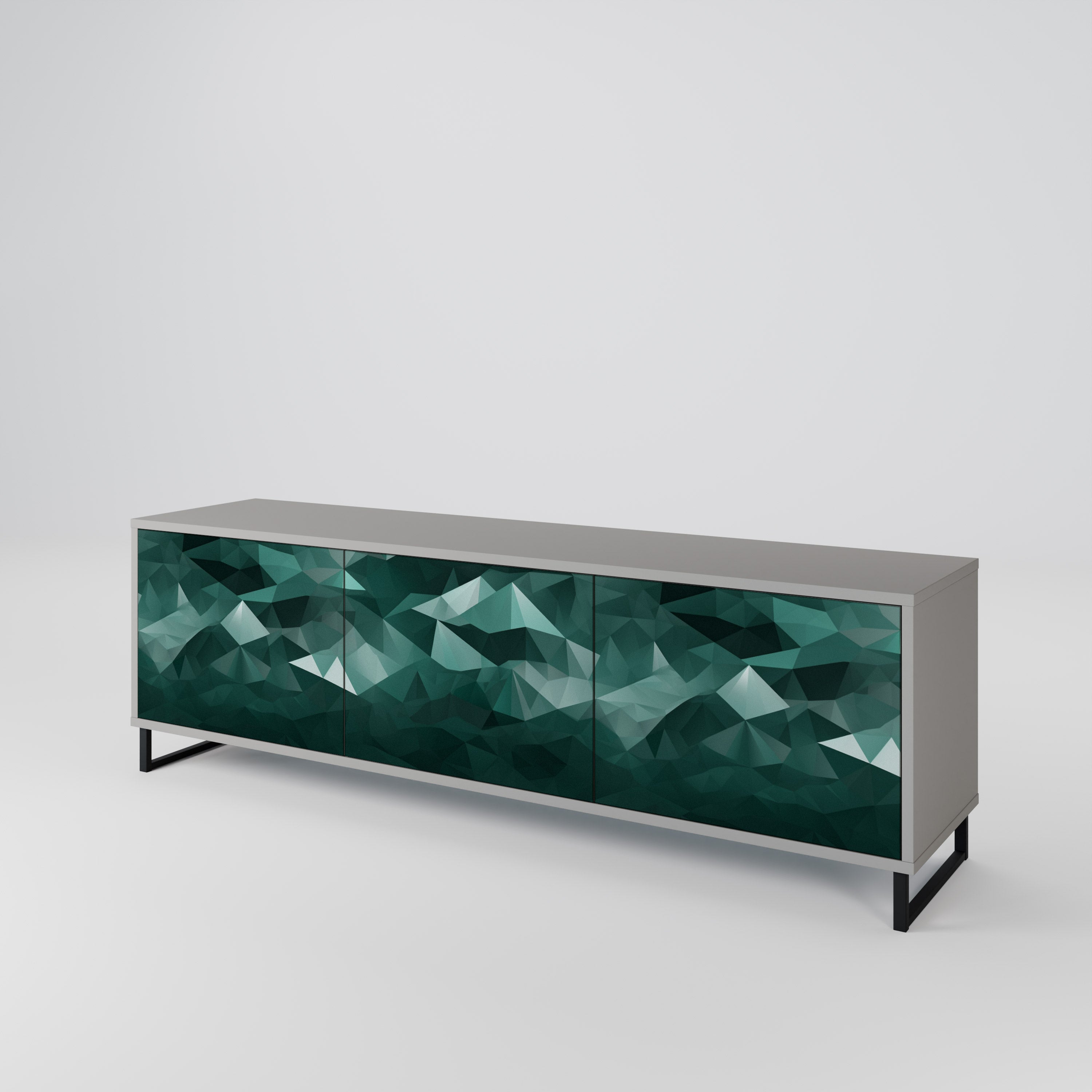 POLYGONAL FLOATING Móvel de TV com 3 Portas em Acabamento Cinzento