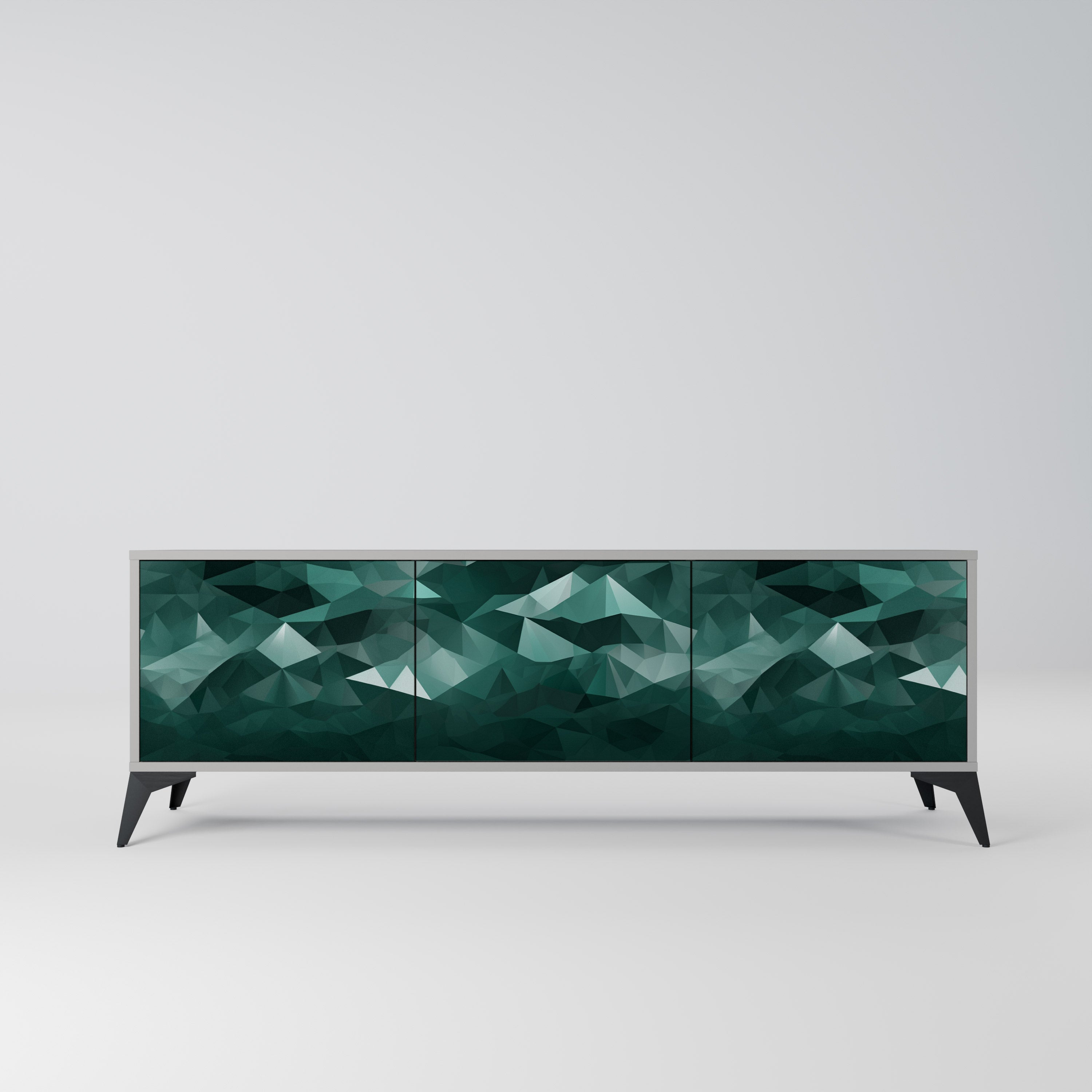 POLYGONAL FLOATING Móvel de TV com 3 Portas em Acabamento Cinzento