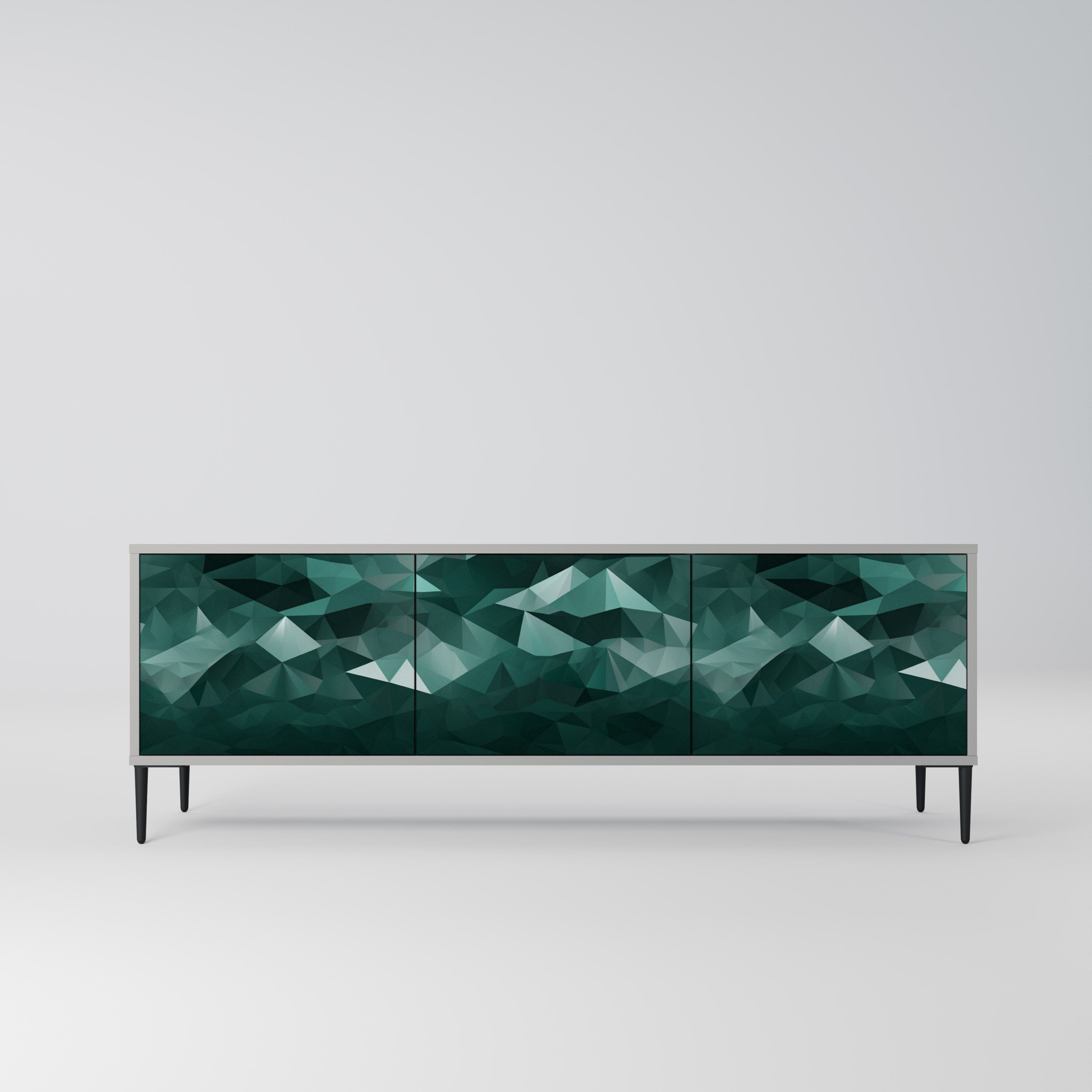 POLYGONAL FLOATING Móvel de TV com 3 Portas em Acabamento Cinzento