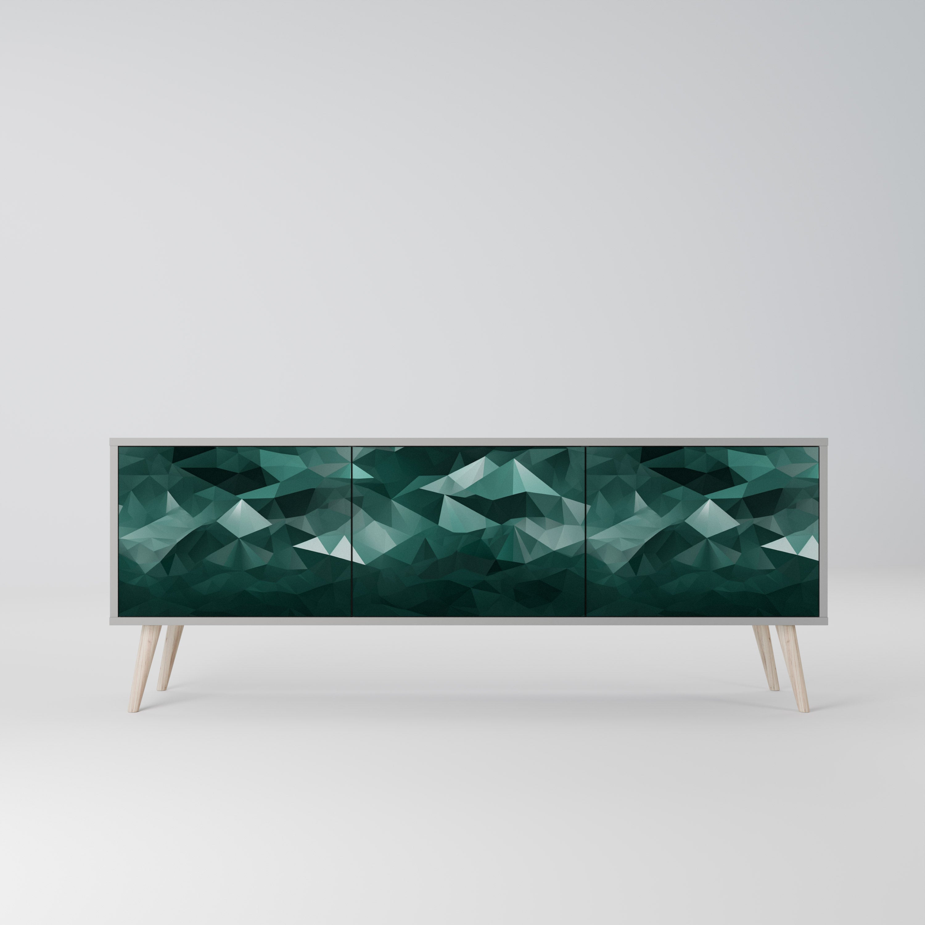 POLYGONAL FLOATING Móvel de TV com 3 Portas em Acabamento Cinzento