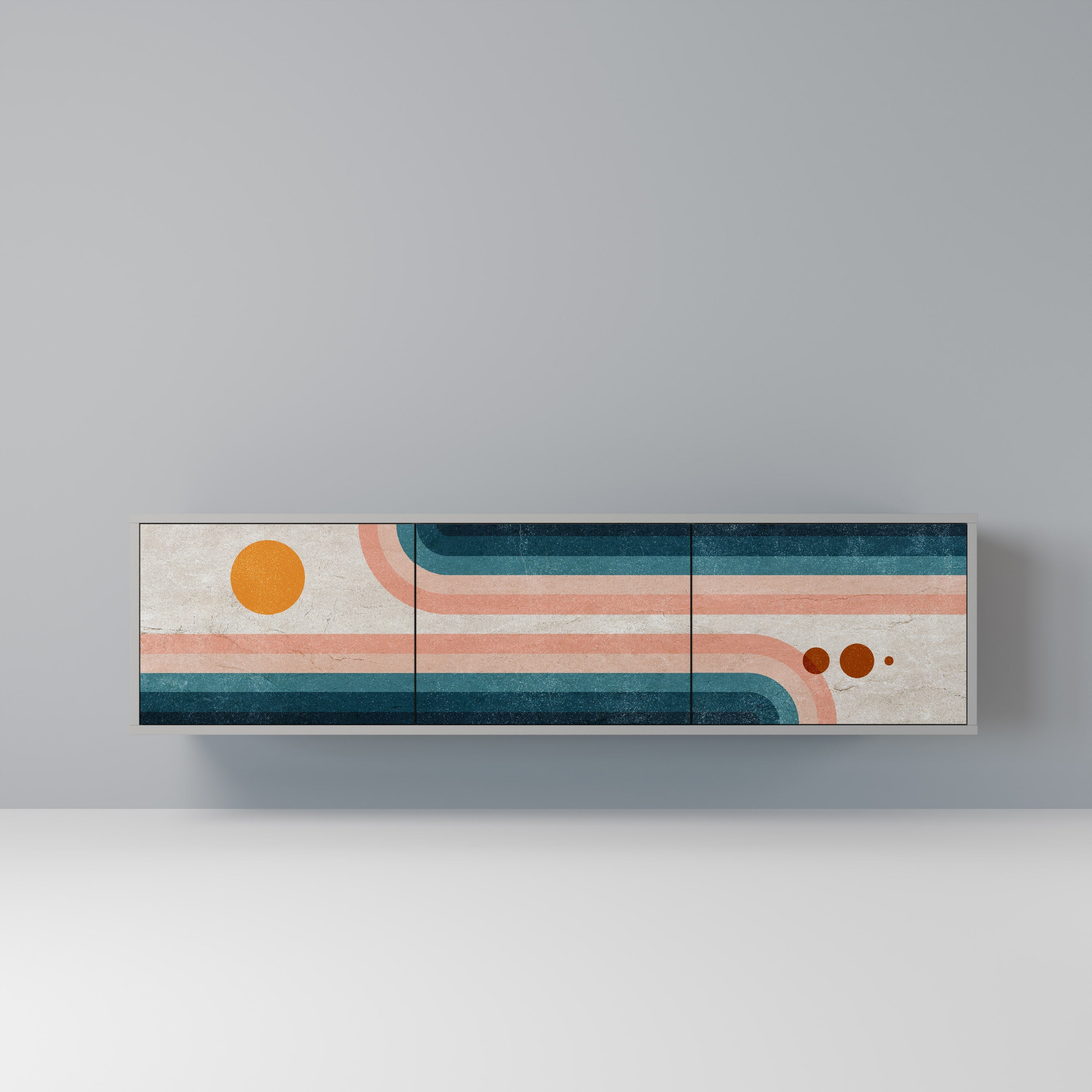 TWO HALVES Móvel de TV com 3 Portas em Acabamento Cinzento