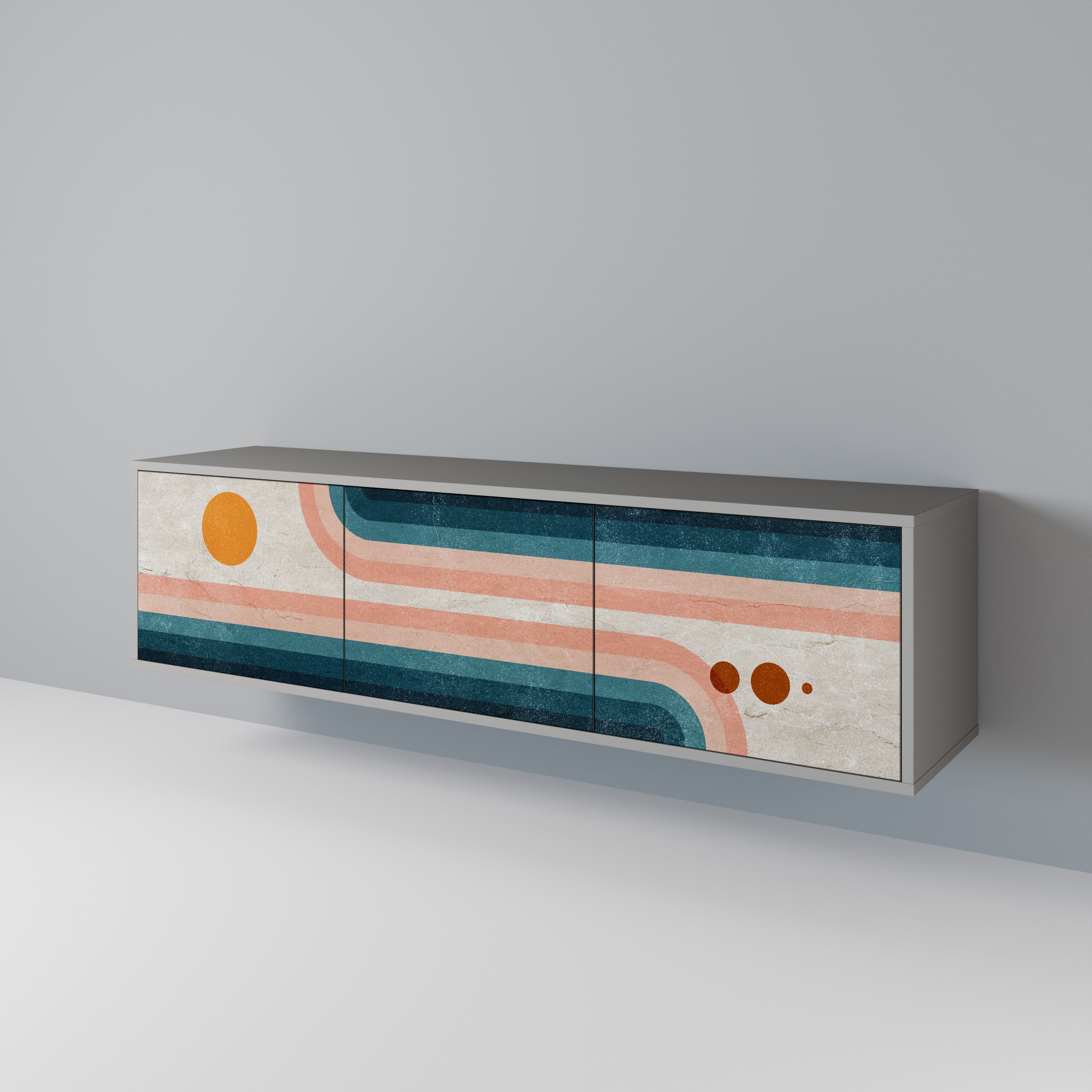 TWO HALVES Móvel de TV com 3 Portas em Acabamento Cinzento