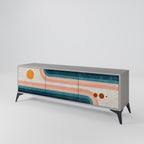 TWO HALVES Móvel de TV com 3 Portas em Acabamento Cinzento