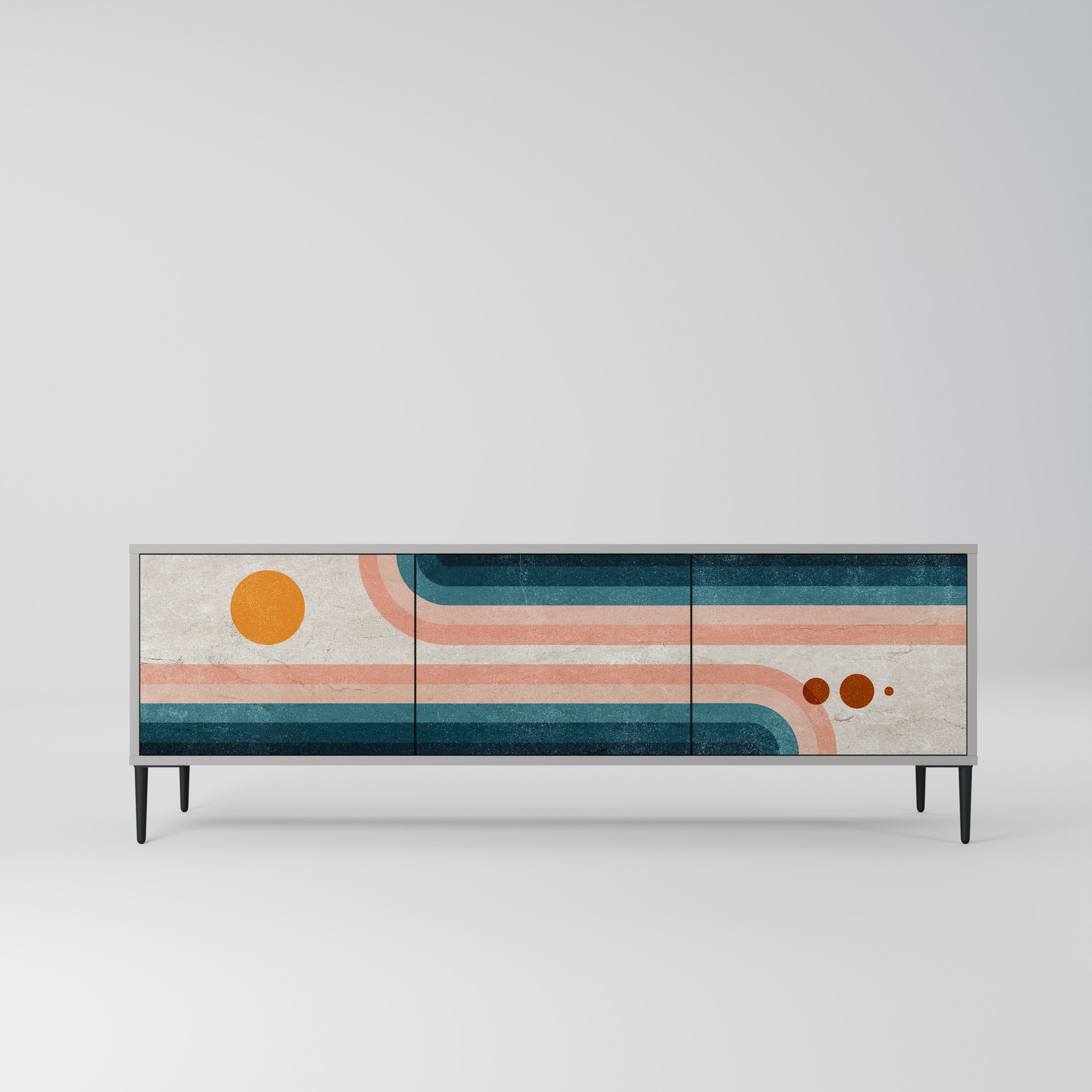 TWO HALVES Móvel de TV com 3 Portas em Acabamento Cinzento