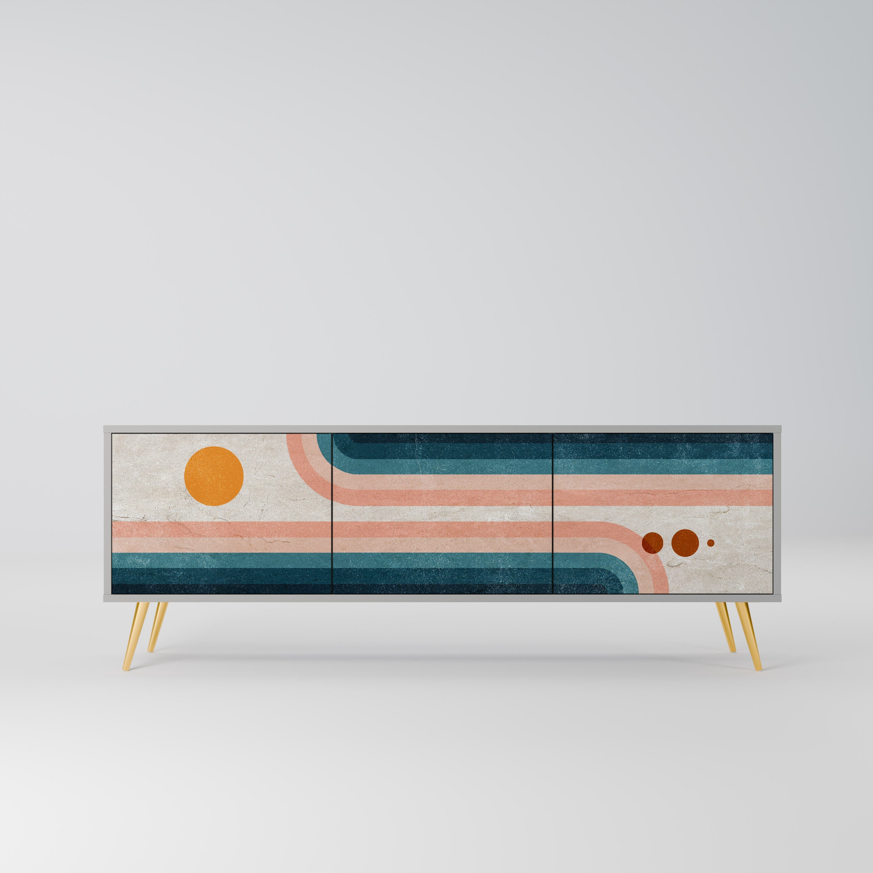 TWO HALVES Móvel de TV com 3 Portas em Acabamento Cinzento