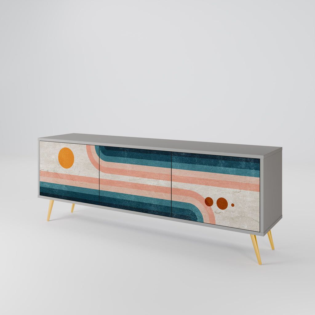 TWO HALVES Móvel de TV com 3 Portas em Acabamento Cinzento