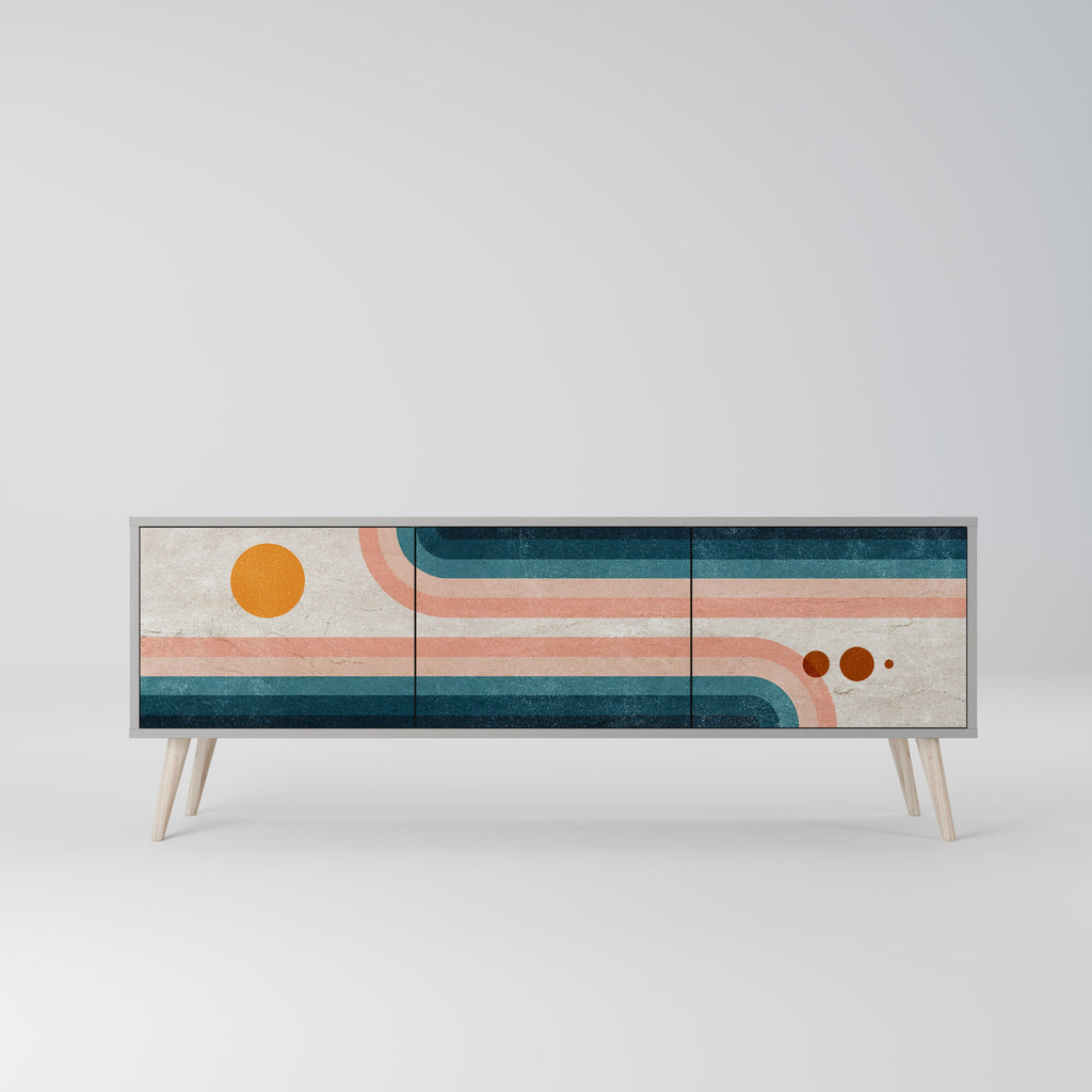 TWO HALVES Móvel de TV com 3 Portas em Acabamento Cinzento