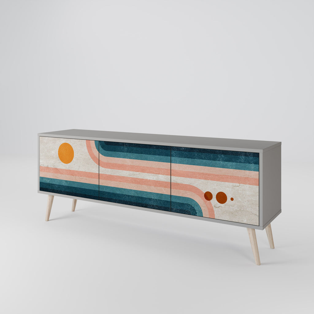 TWO HALVES Móvel de TV com 3 Portas em Acabamento Cinzento