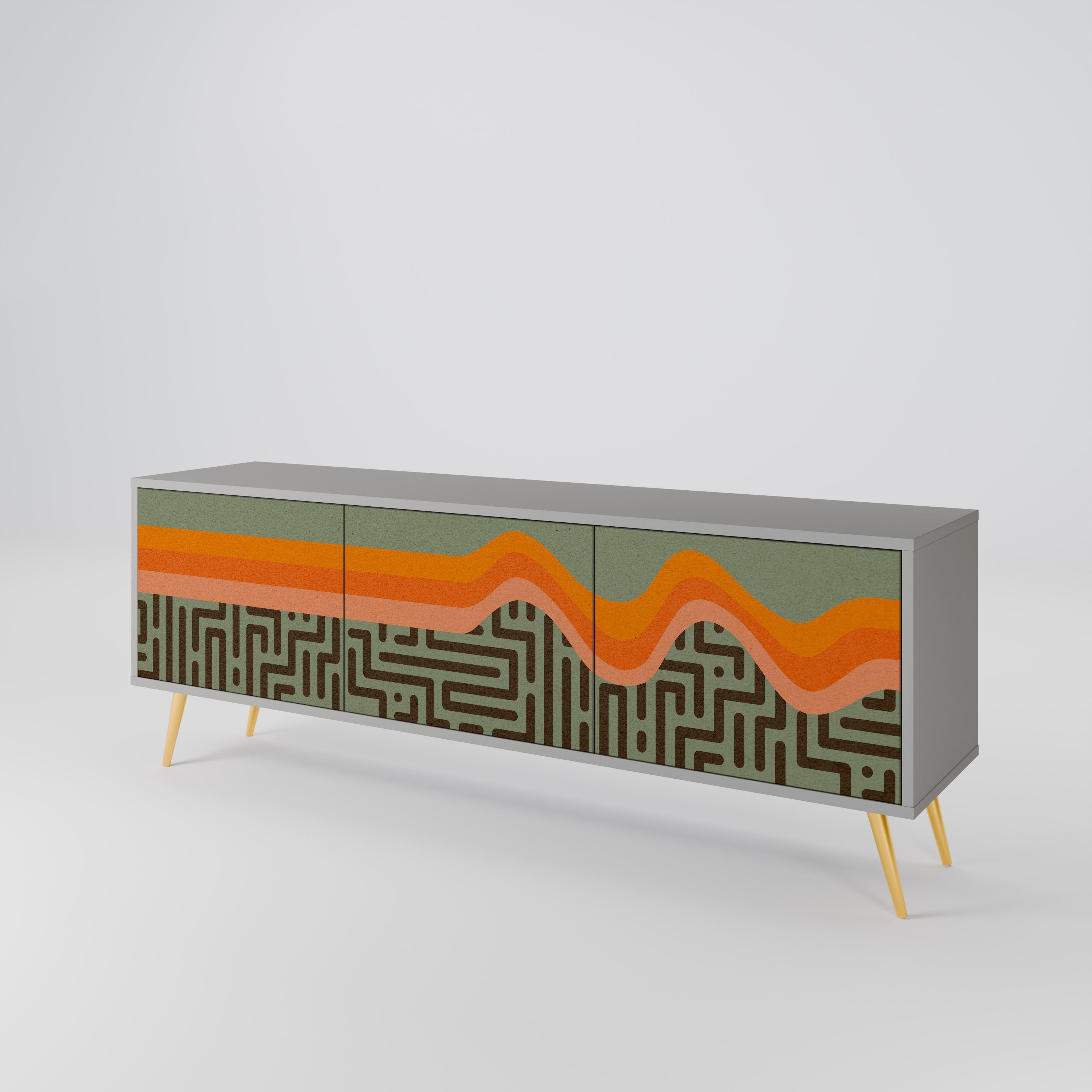 SIMPLE SOLUTIONS Móvel de TV com 3 Portas em Acabamento Cinzento