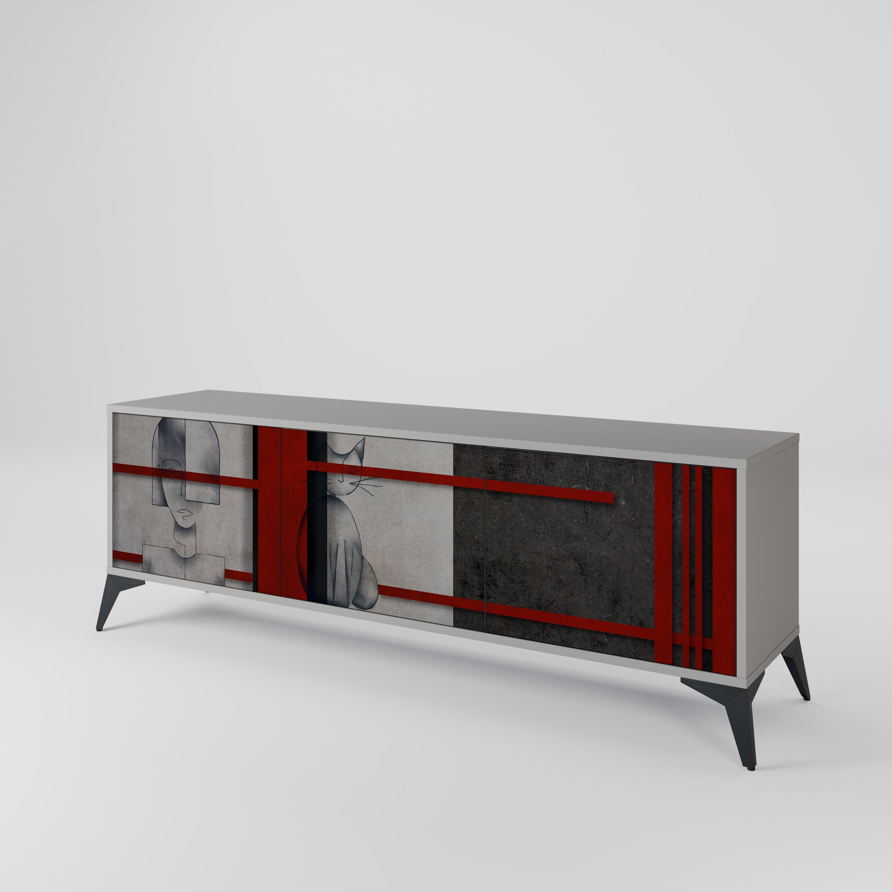 GRAY FIGURES Móvel de TV com 3 Portas em Acabamento Cinzento