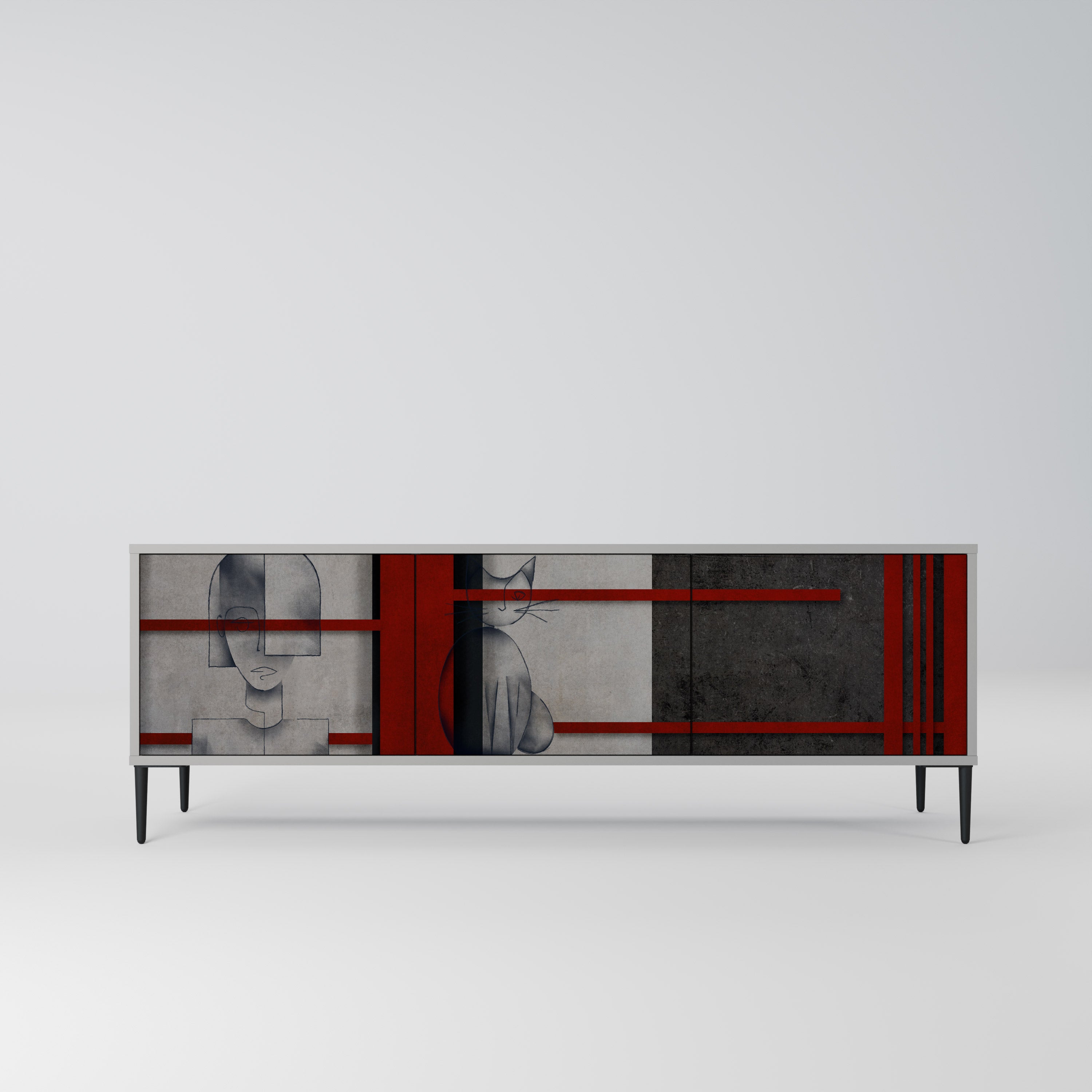 GRAY FIGURES Móvel de TV com 3 Portas em Acabamento Cinzento