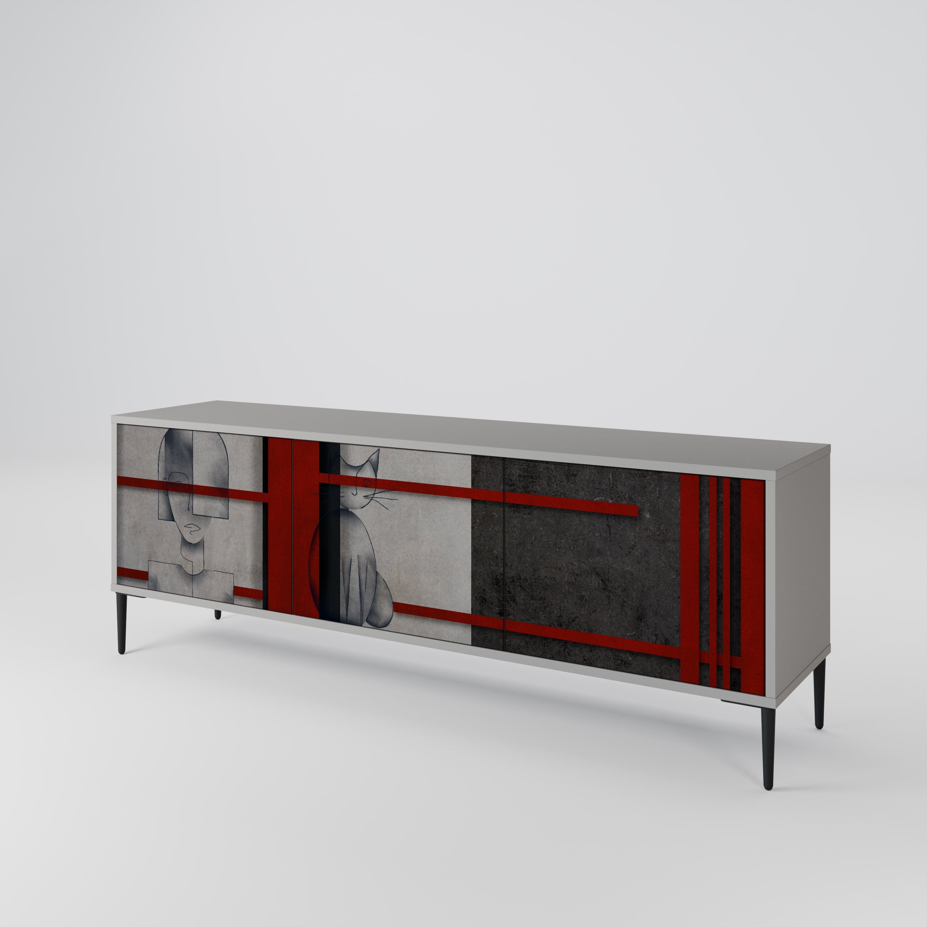 GRAY FIGURES Móvel de TV com 3 Portas em Acabamento Cinzento