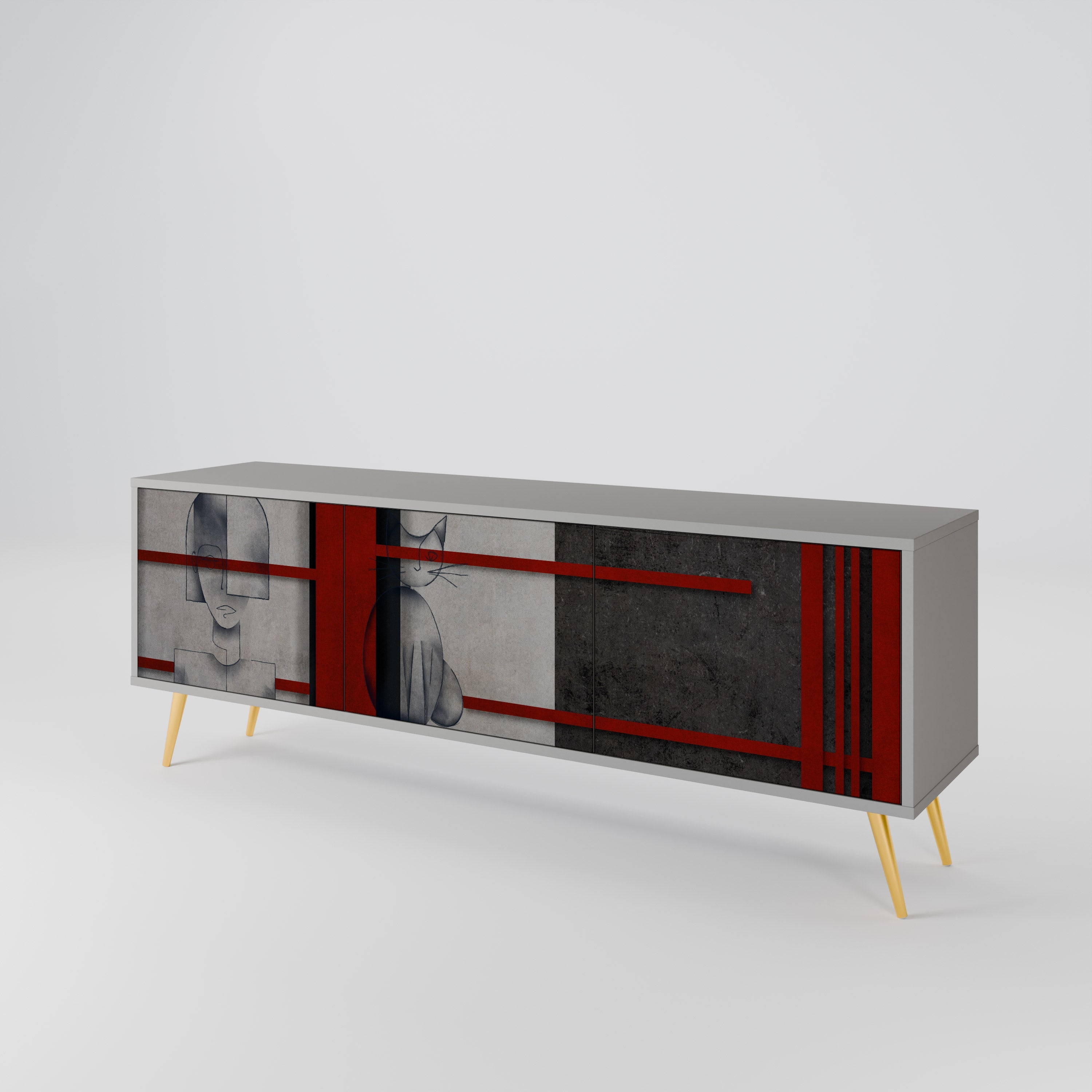 GRAY FIGURES Móvel de TV com 3 Portas em Acabamento Cinzento