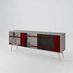 GRAY FIGURES 3-Door TV Stand in Grey Finish