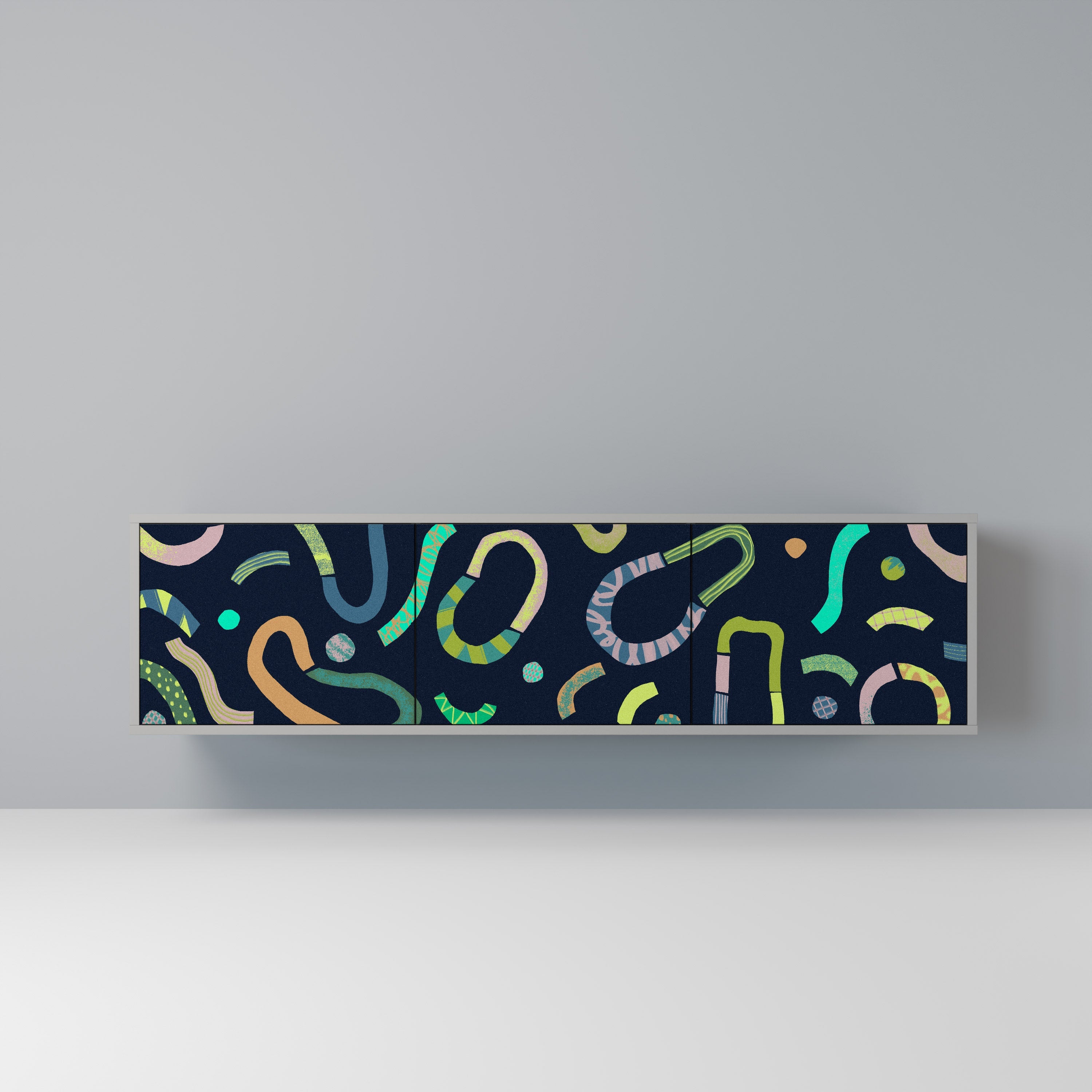 CONTRAST DANCE Móvel de TV com 3 Portas em Acabamento Cinzento