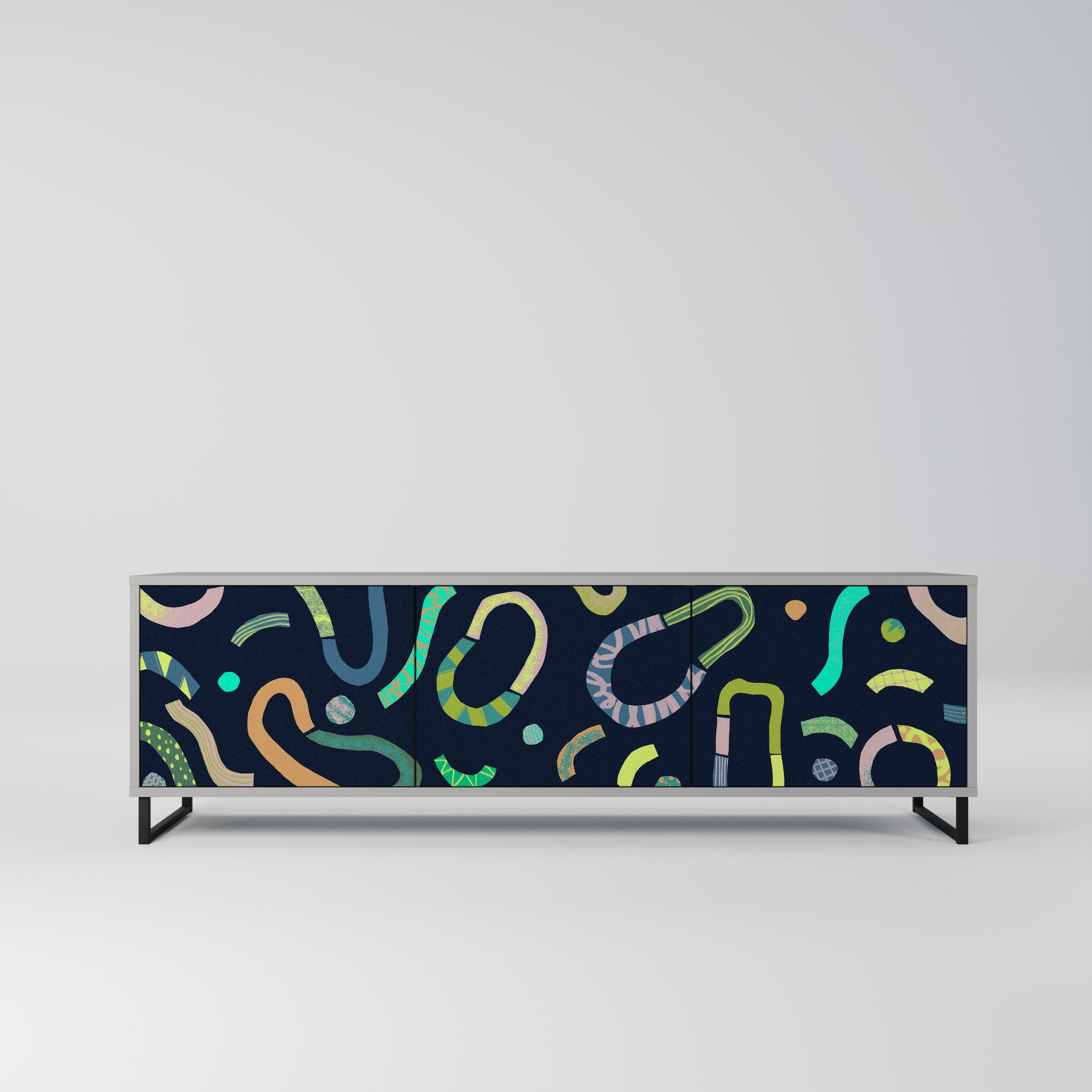 CONTRAST DANCE Móvel de TV com 3 Portas em Acabamento Cinzento