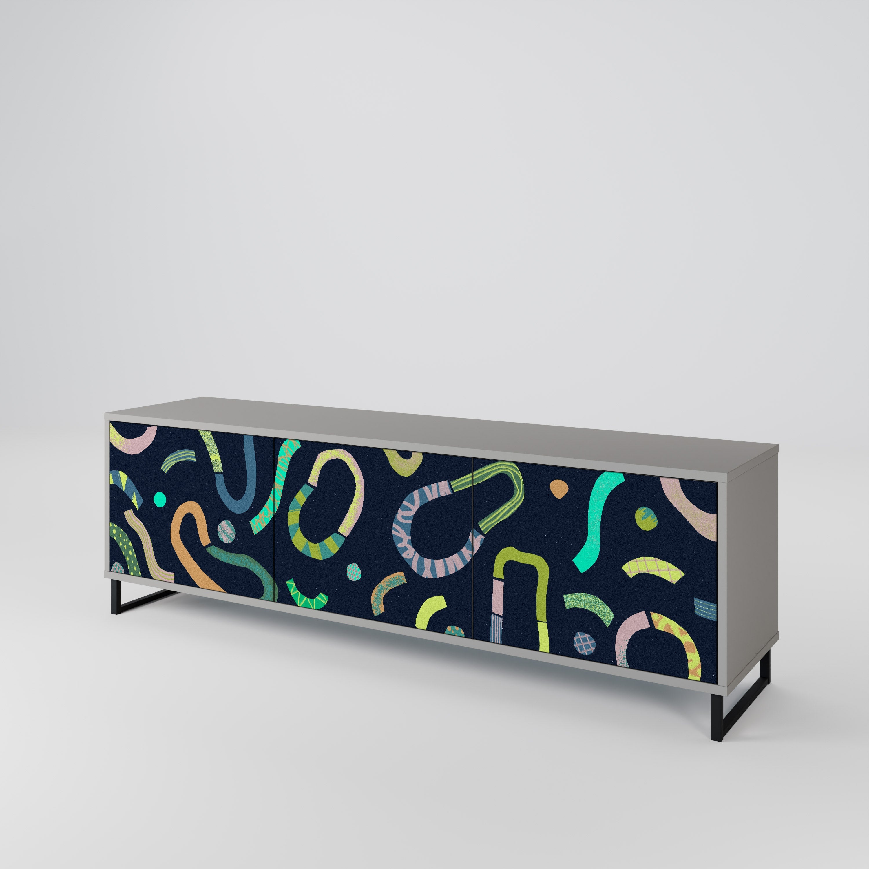 CONTRAST DANCE Móvel de TV com 3 Portas em Acabamento Cinzento