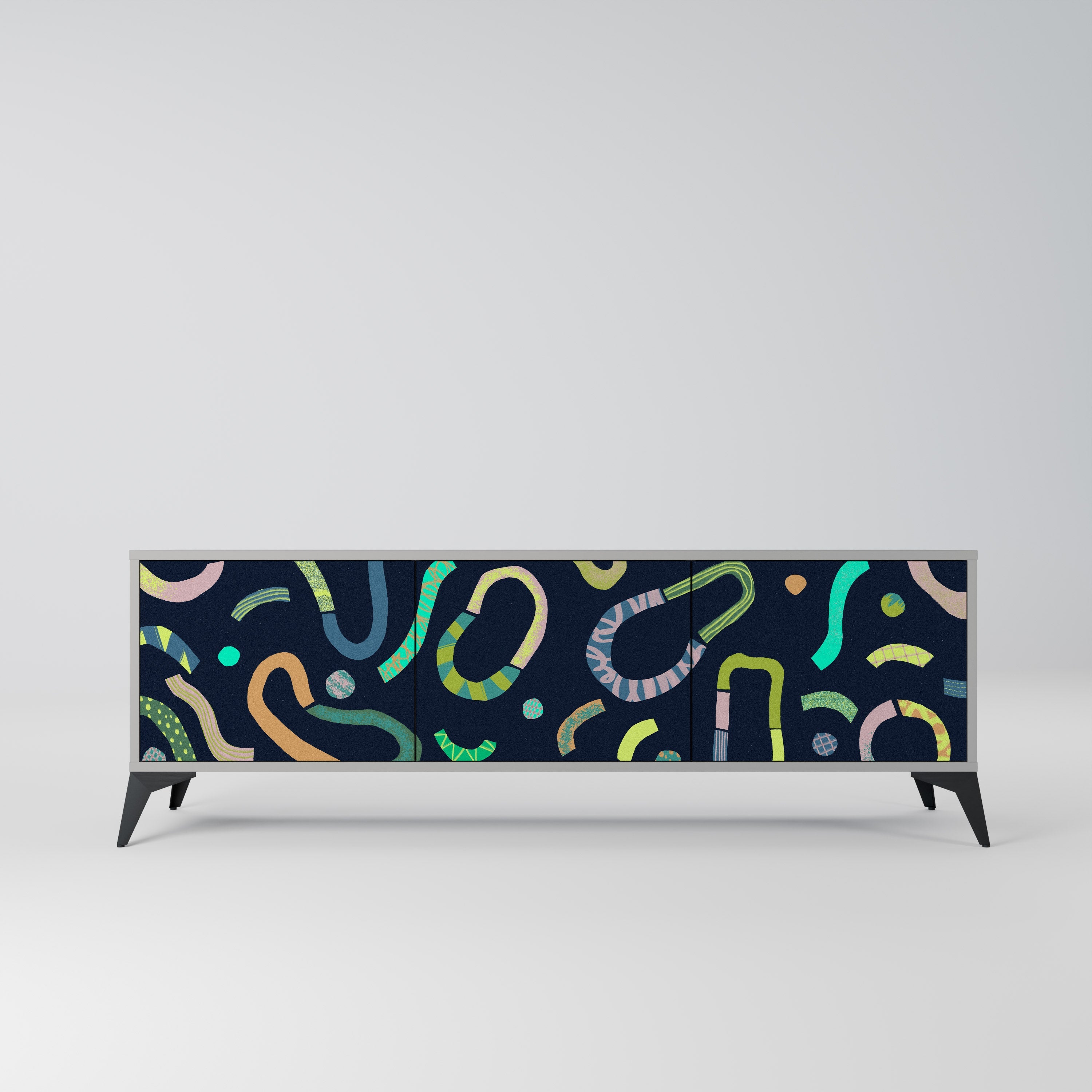 CONTRAST DANCE Móvel de TV com 3 Portas em Acabamento Cinzento