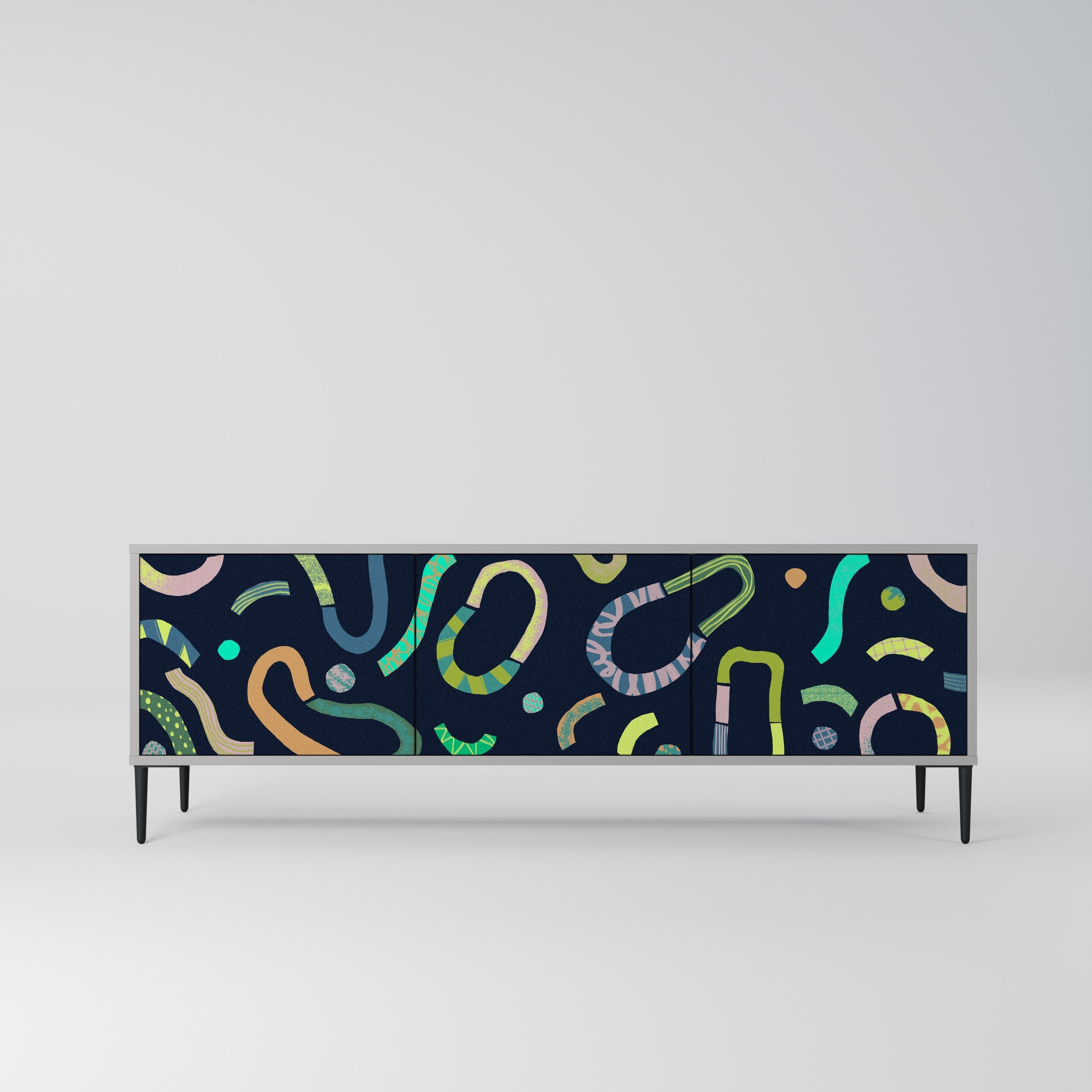 CONTRAST DANCE Móvel de TV com 3 Portas em Acabamento Cinzento