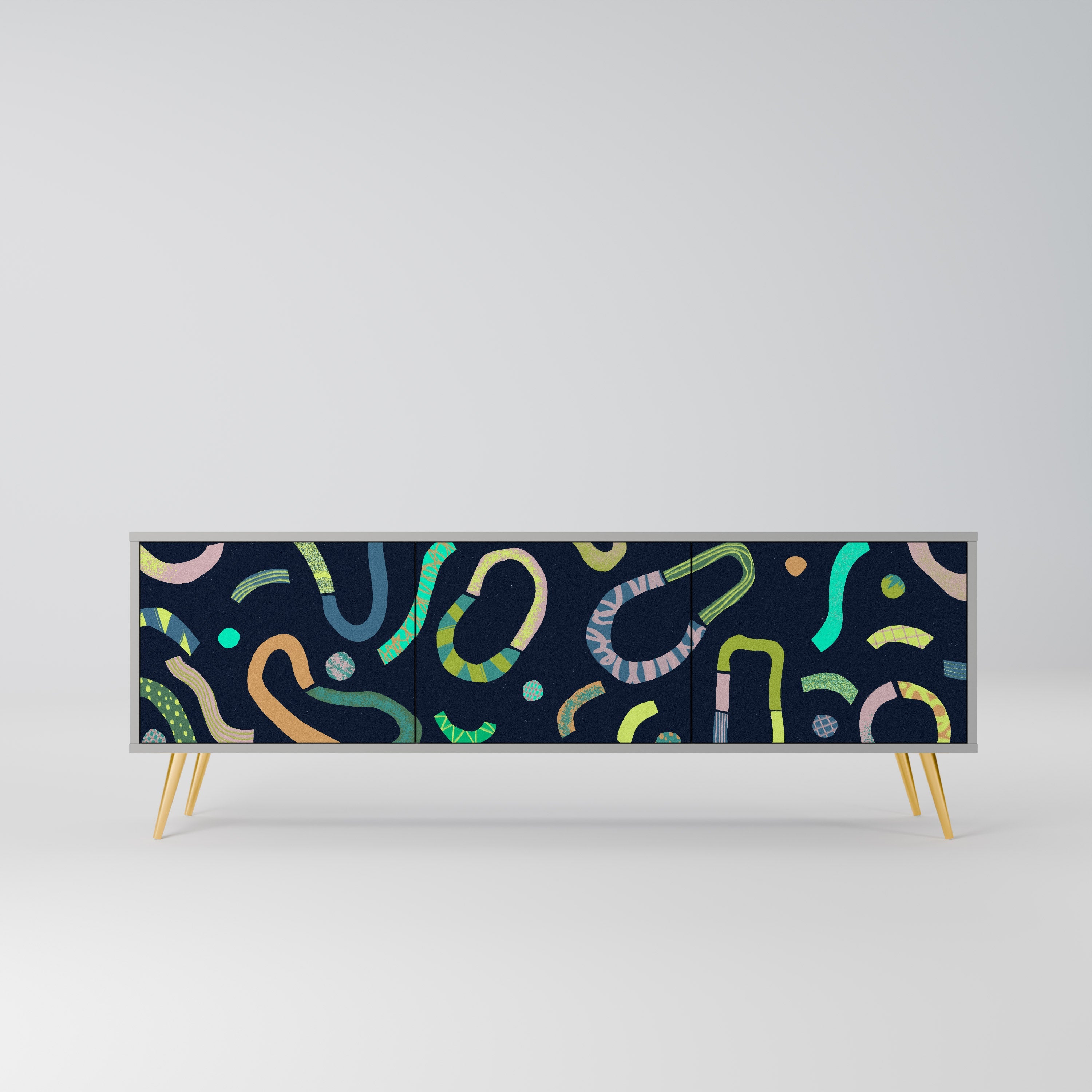 CONTRAST DANCE Móvel de TV com 3 Portas em Acabamento Cinzento