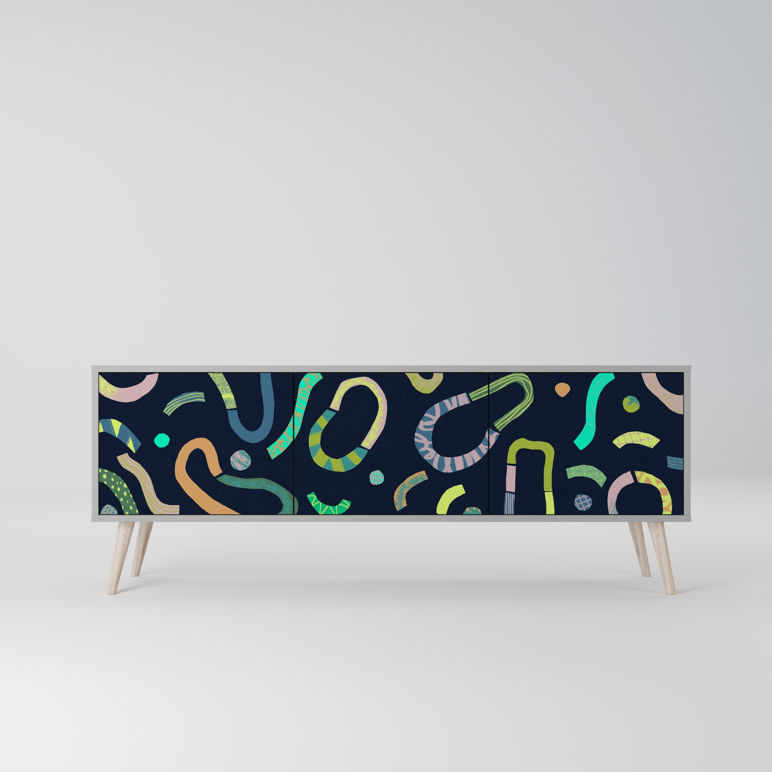 CONTRAST DANCE Móvel de TV com 3 Portas em Acabamento Cinzento