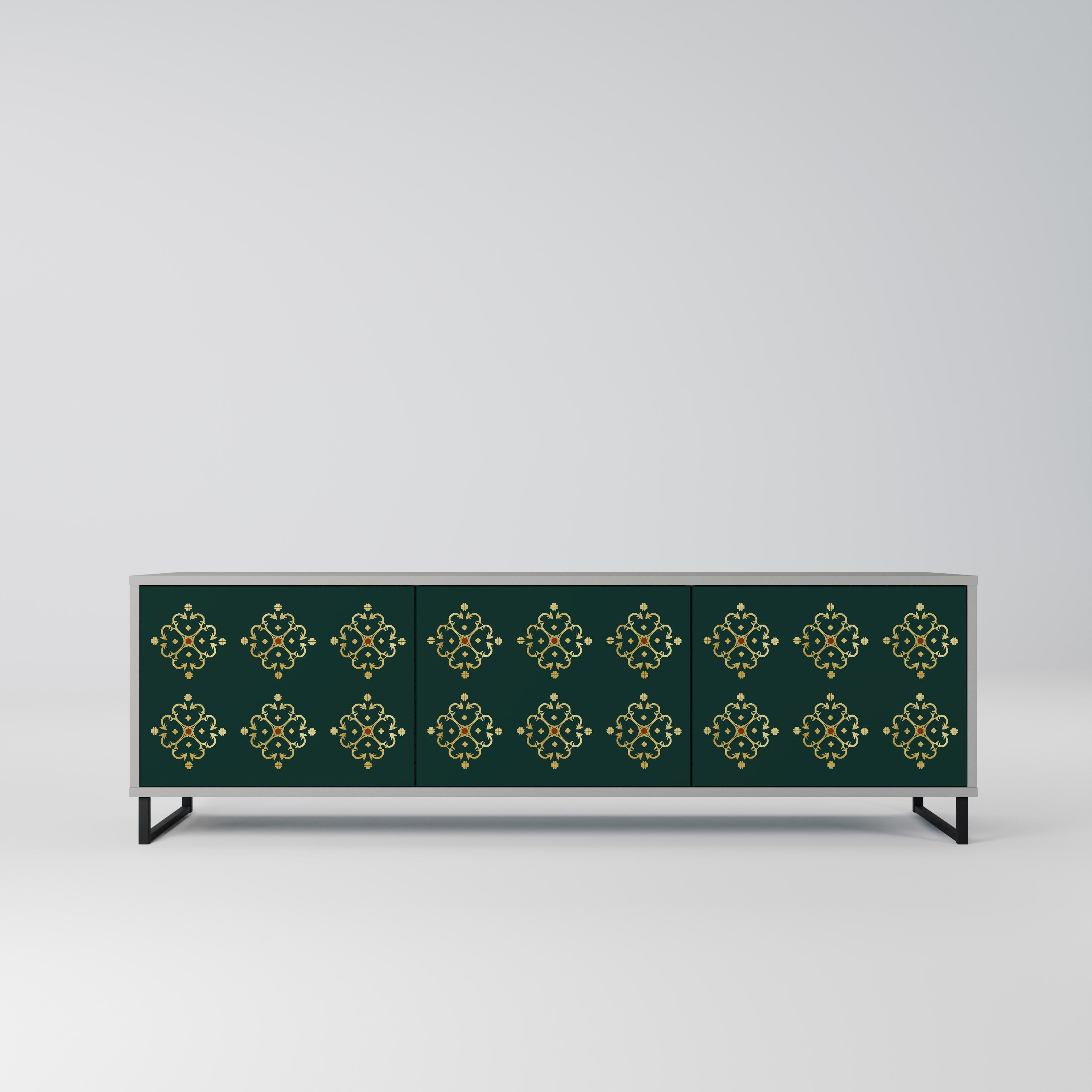 ROYAL MEDALLION Móvel de TV com 3 Portas em Acabamento Cinzento