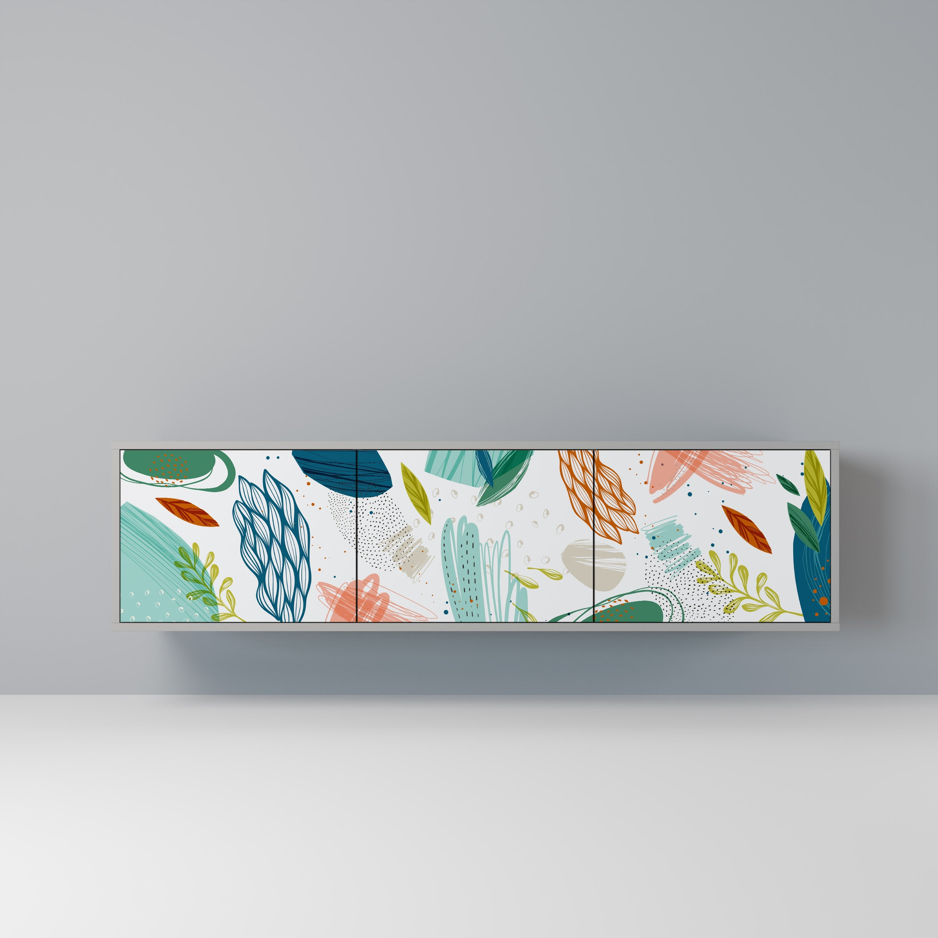 BOTANICAL HURRICANE Móvel de TV com 3 Portas em Acabamento Cinzento