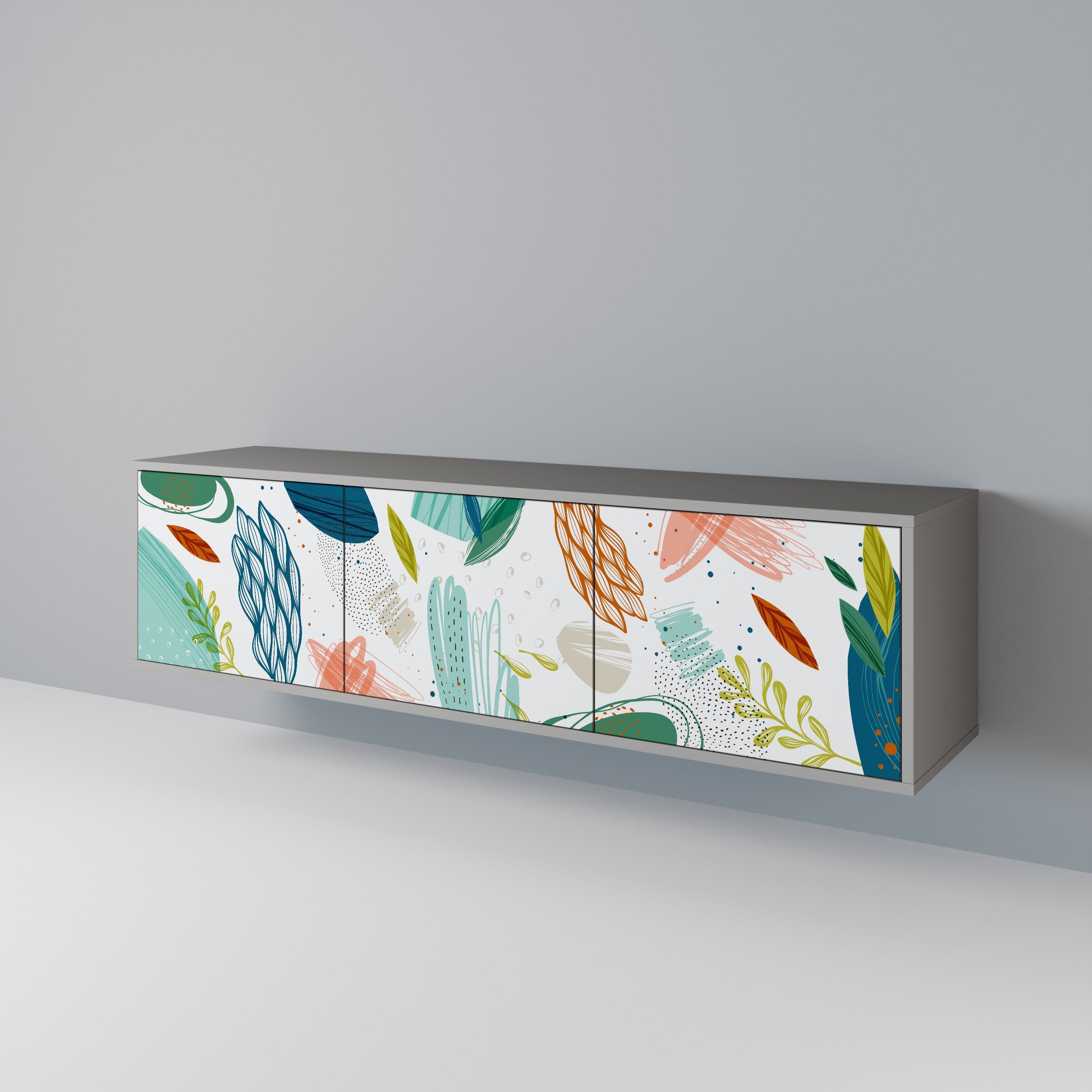 BOTANICAL HURRICANE Móvel de TV com 3 Portas em Acabamento Cinzento