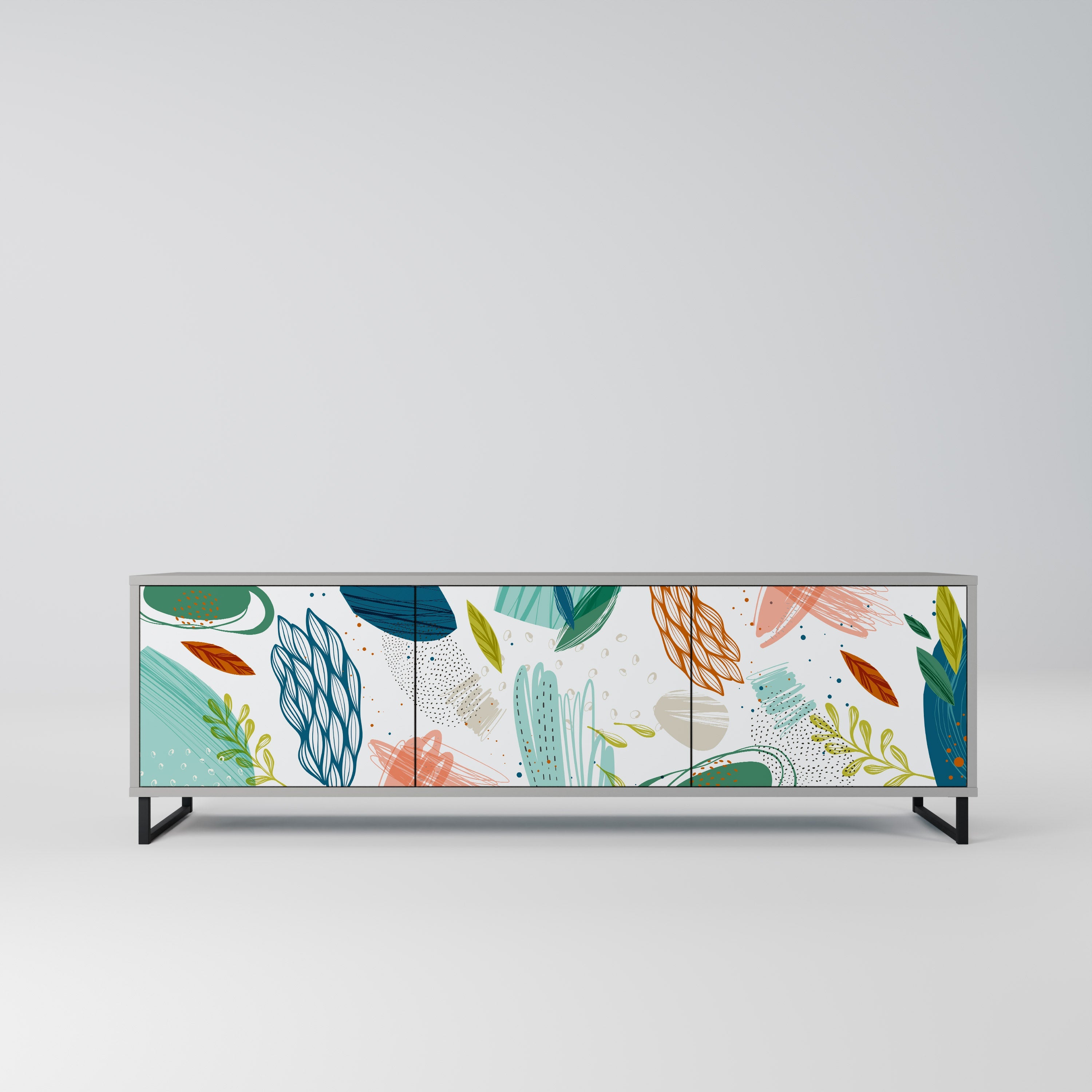 BOTANICAL HURRICANE Móvel de TV com 3 Portas em Acabamento Cinzento