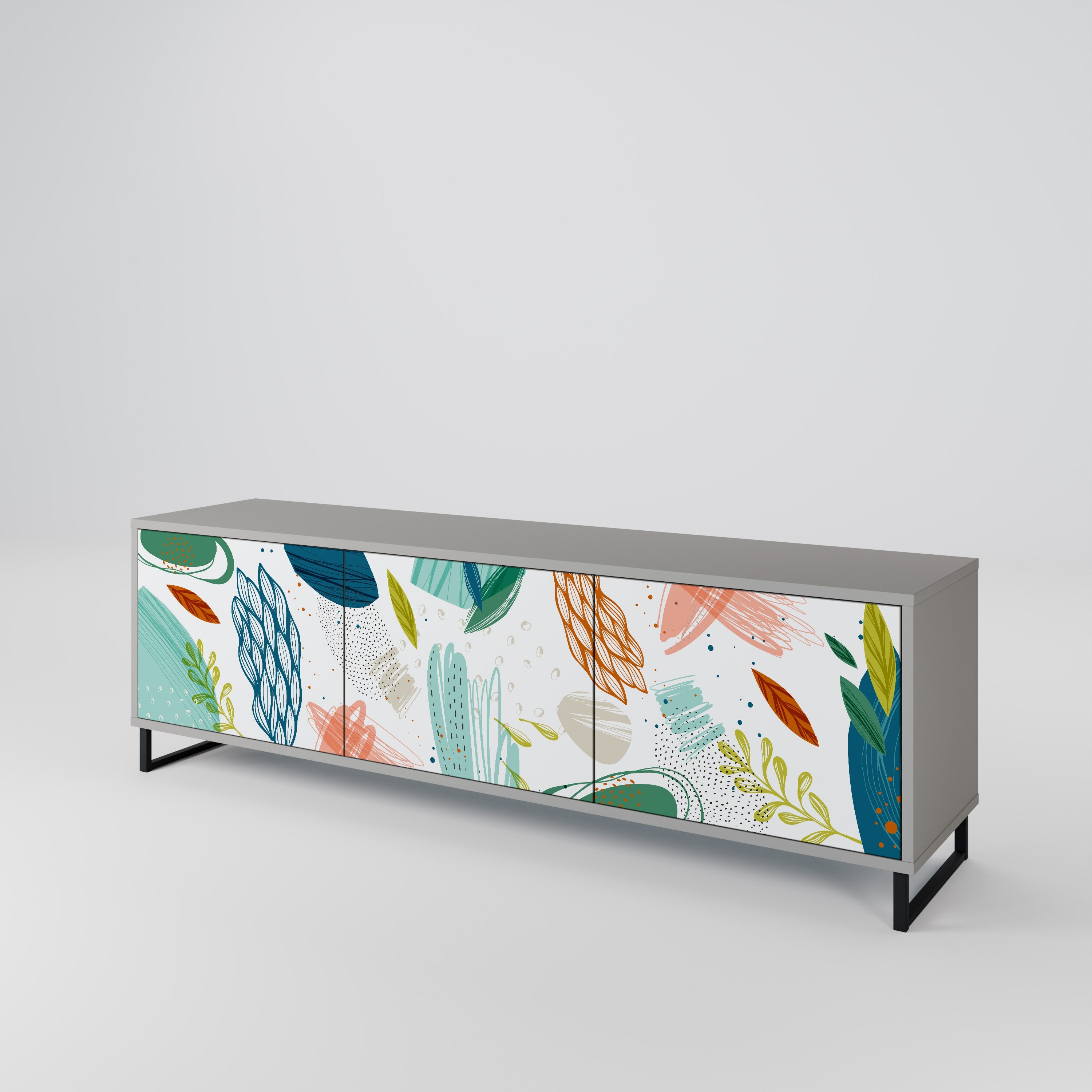 BOTANICAL HURRICANE Móvel de TV com 3 Portas em Acabamento Cinzento