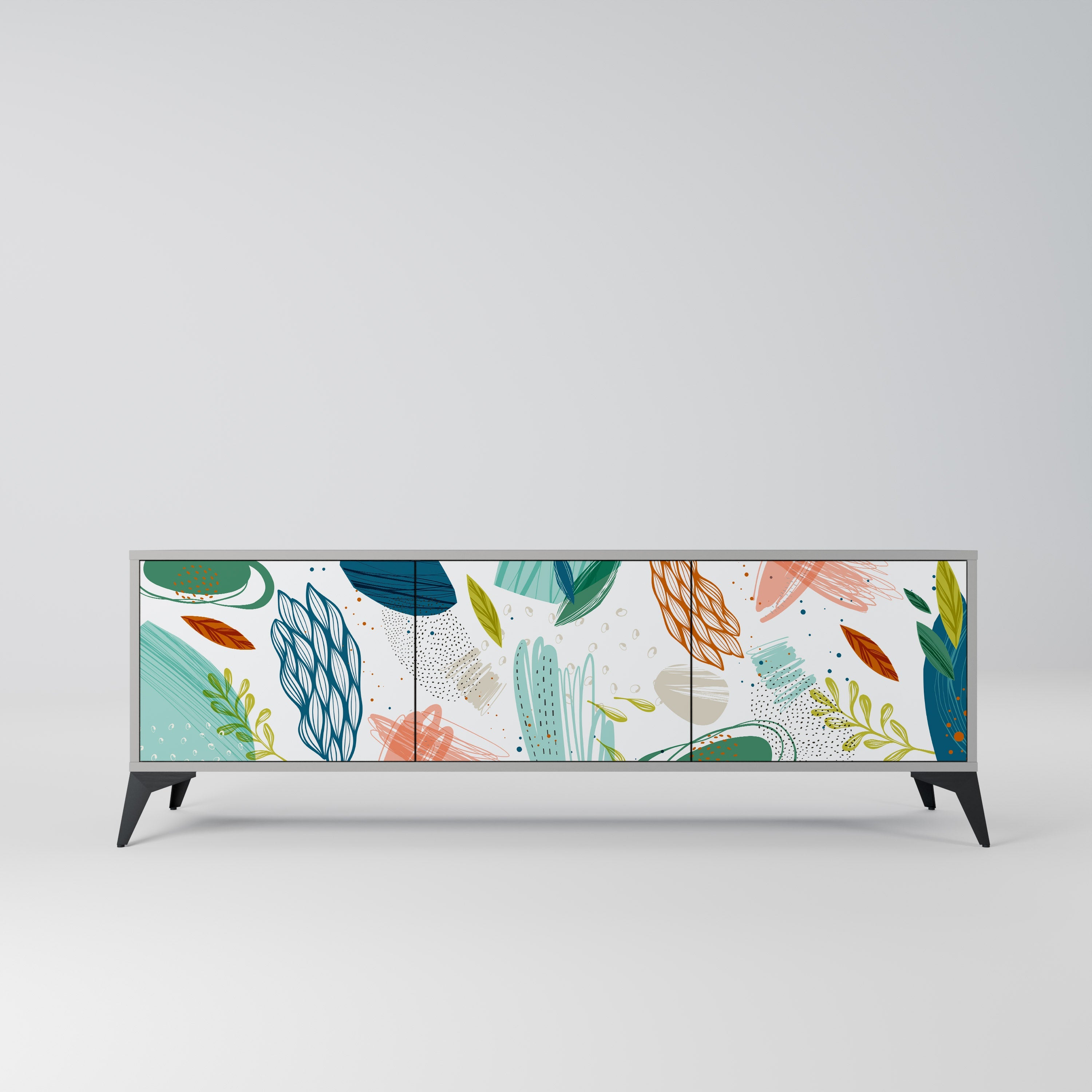 BOTANICAL HURRICANE Móvel de TV com 3 Portas em Acabamento Cinzento